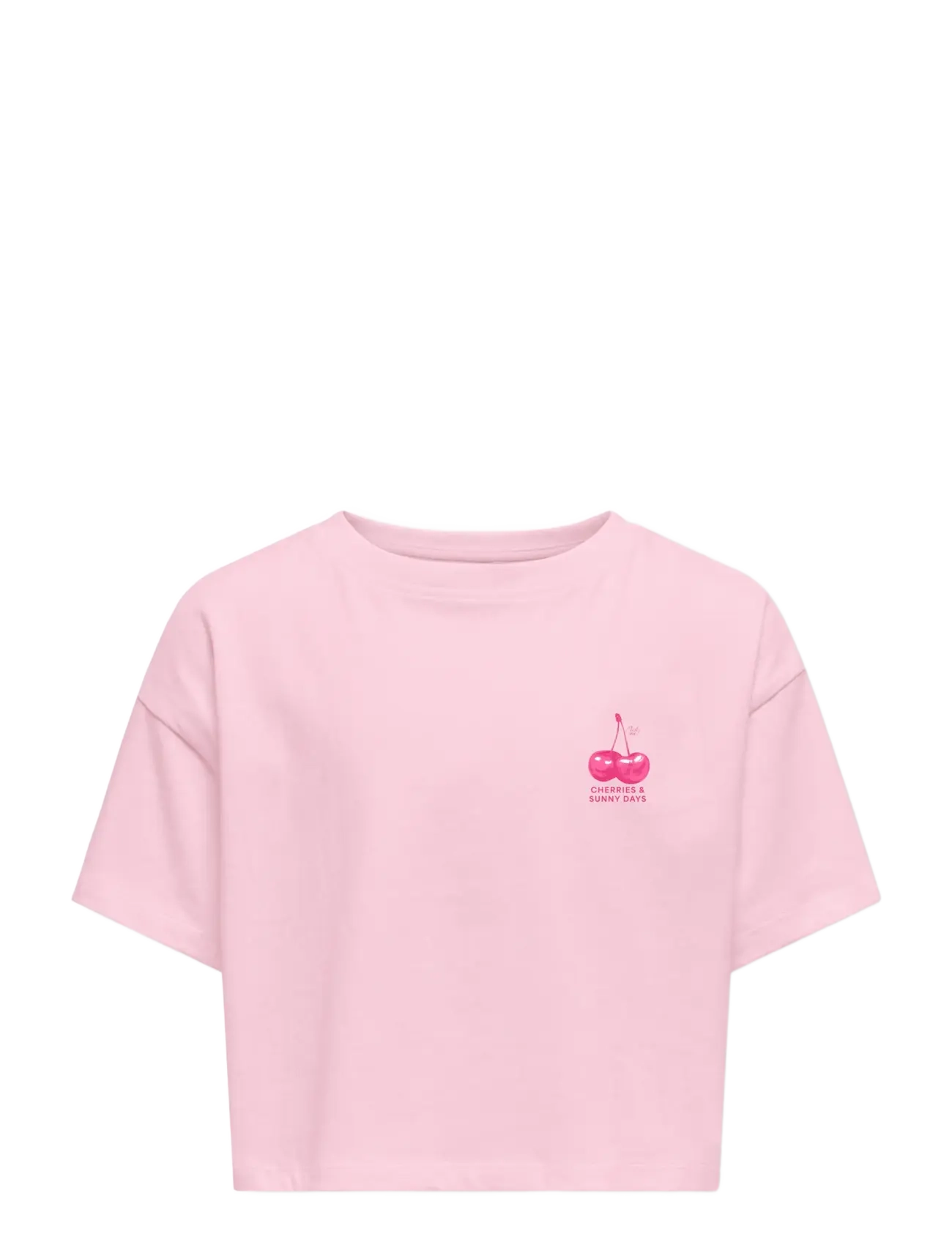 Kids Only Kogmilla Life S/S Boxy Printed Top Jrs, 122-128, Pink, T-Shirts > Kortærmede, Børn