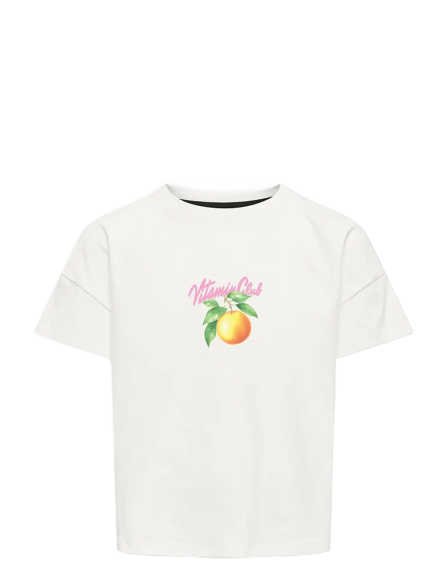 Kids Only - KOGMELLIE LIFE S/S LOOSE PRINT TOP JRS - kortärmade t-shirts - cloud dancer - 0