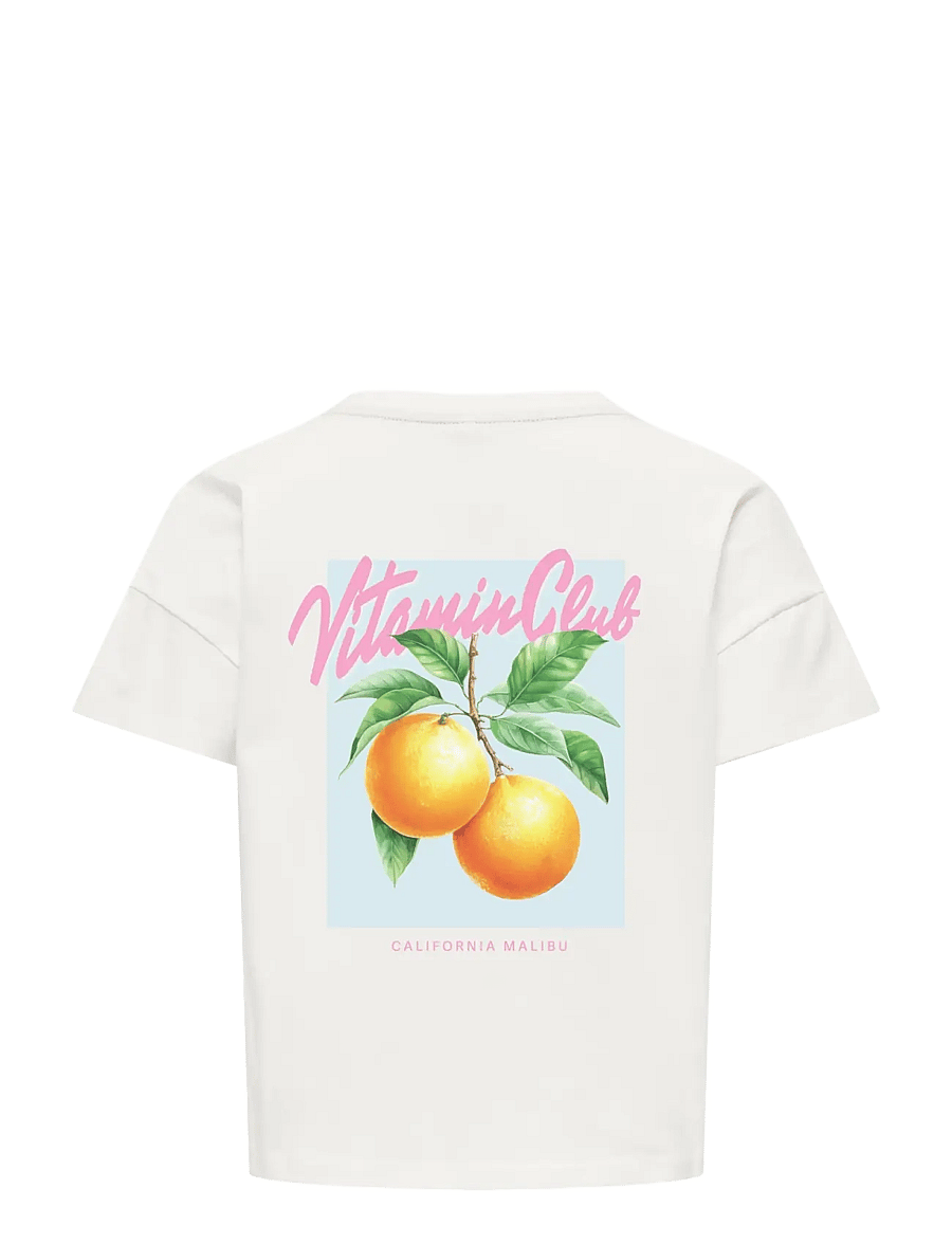 Kids Only - KOGMELLIE LIFE S/S LOOSE PRINT TOP JRS - kortärmade t-shirts - cloud dancer - 1