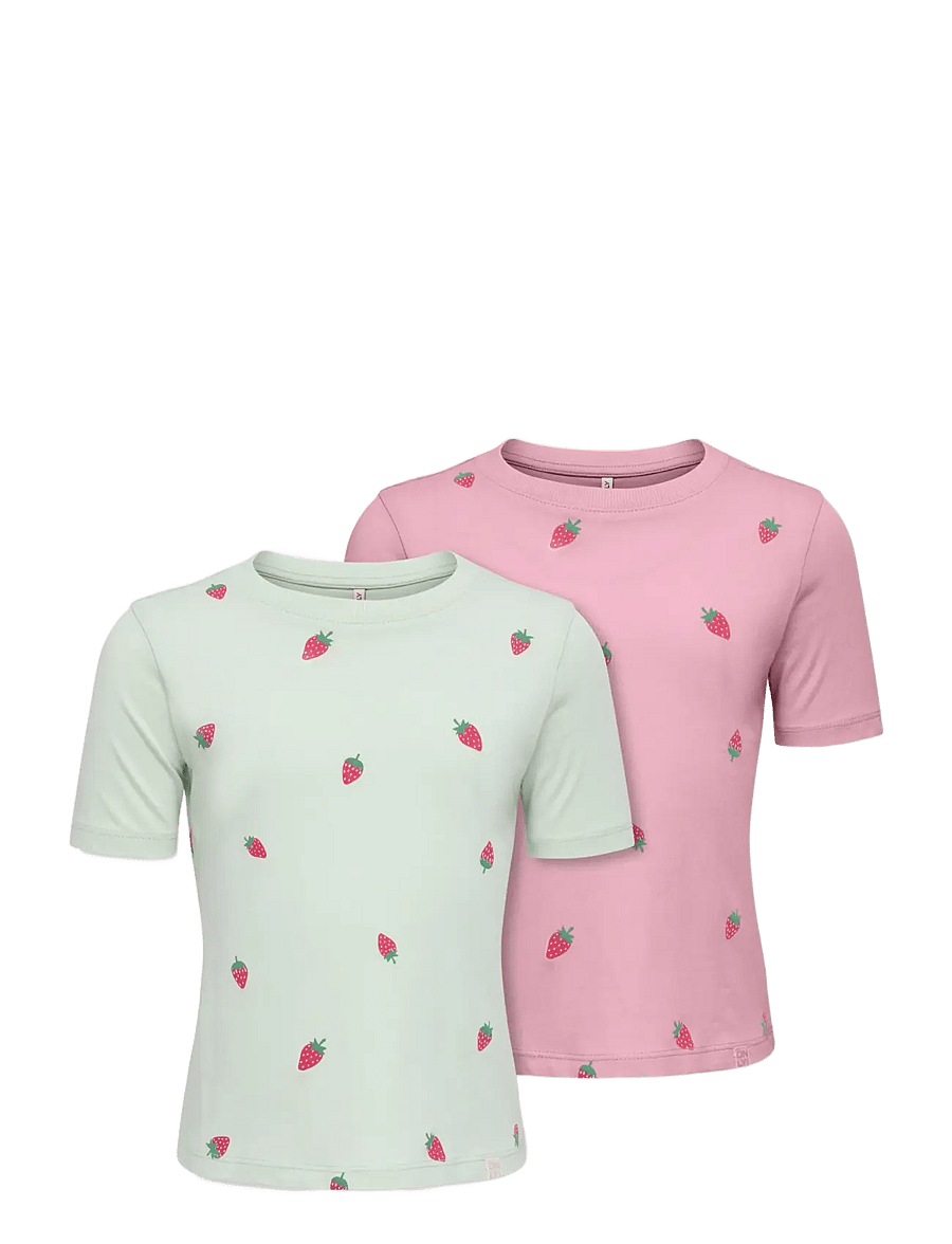 Kids Only - KMGBEATE SS REG PRINTED 2-P TEE JRS - kortärmade t-shirts - romance rose - 0