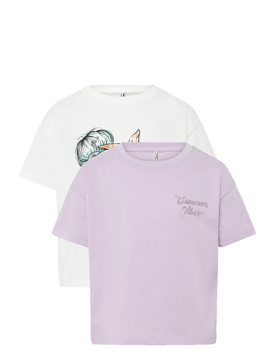 Kids Only - KOGMAIKEN LIFE SKULL SS TOP JRS 2-PACK - kurzärmelige - orchid bloom - 0