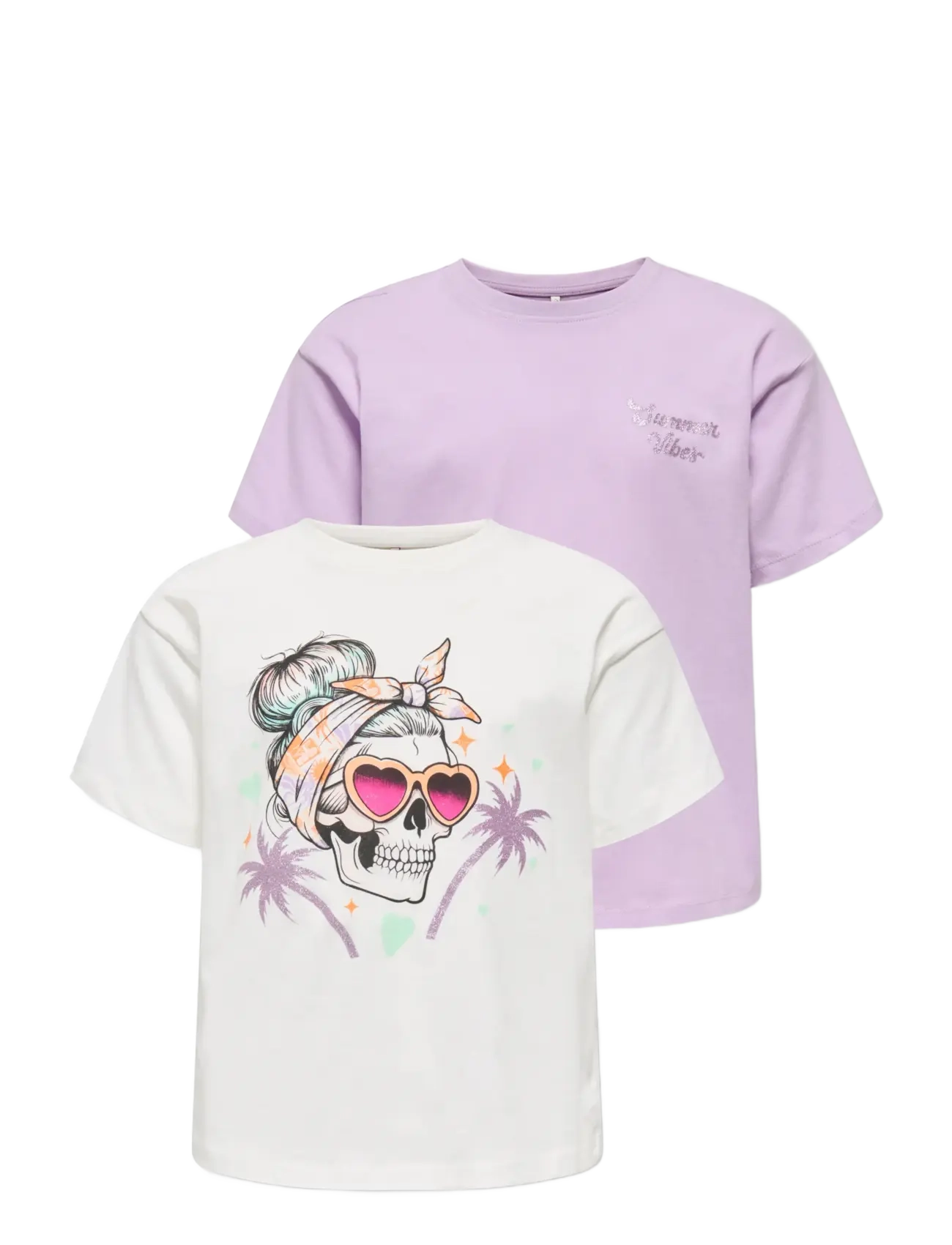 Kids Only KOGMAIKEN LIFE SKULL SS TOP JRS 2-PACK - Riided - ORCHID BLOOM / purple