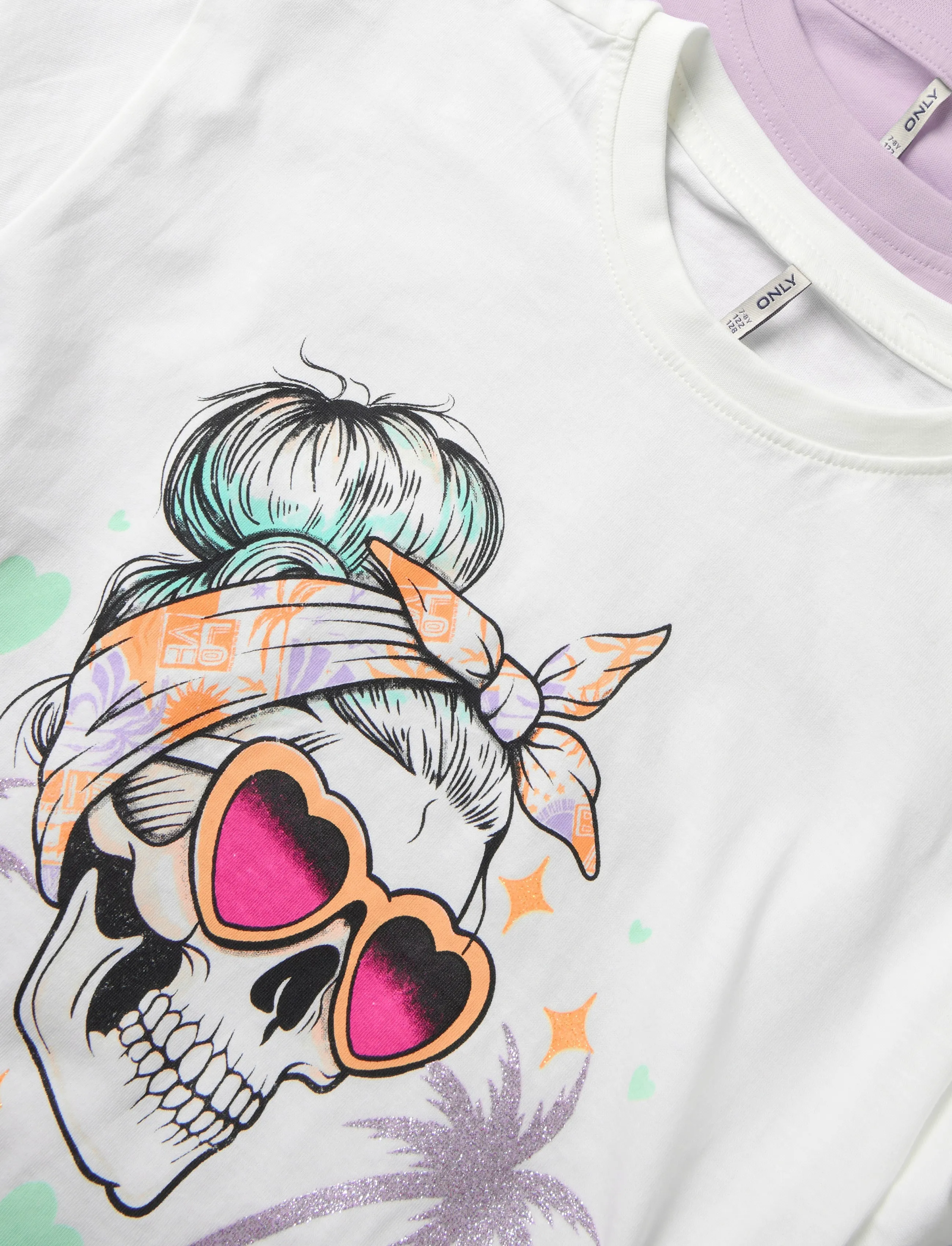 Kids Only - KOGMAIKEN LIFE SKULL SS TOP JRS 2-PACK - t-shirts à manches courtes - orchid bloom - 2