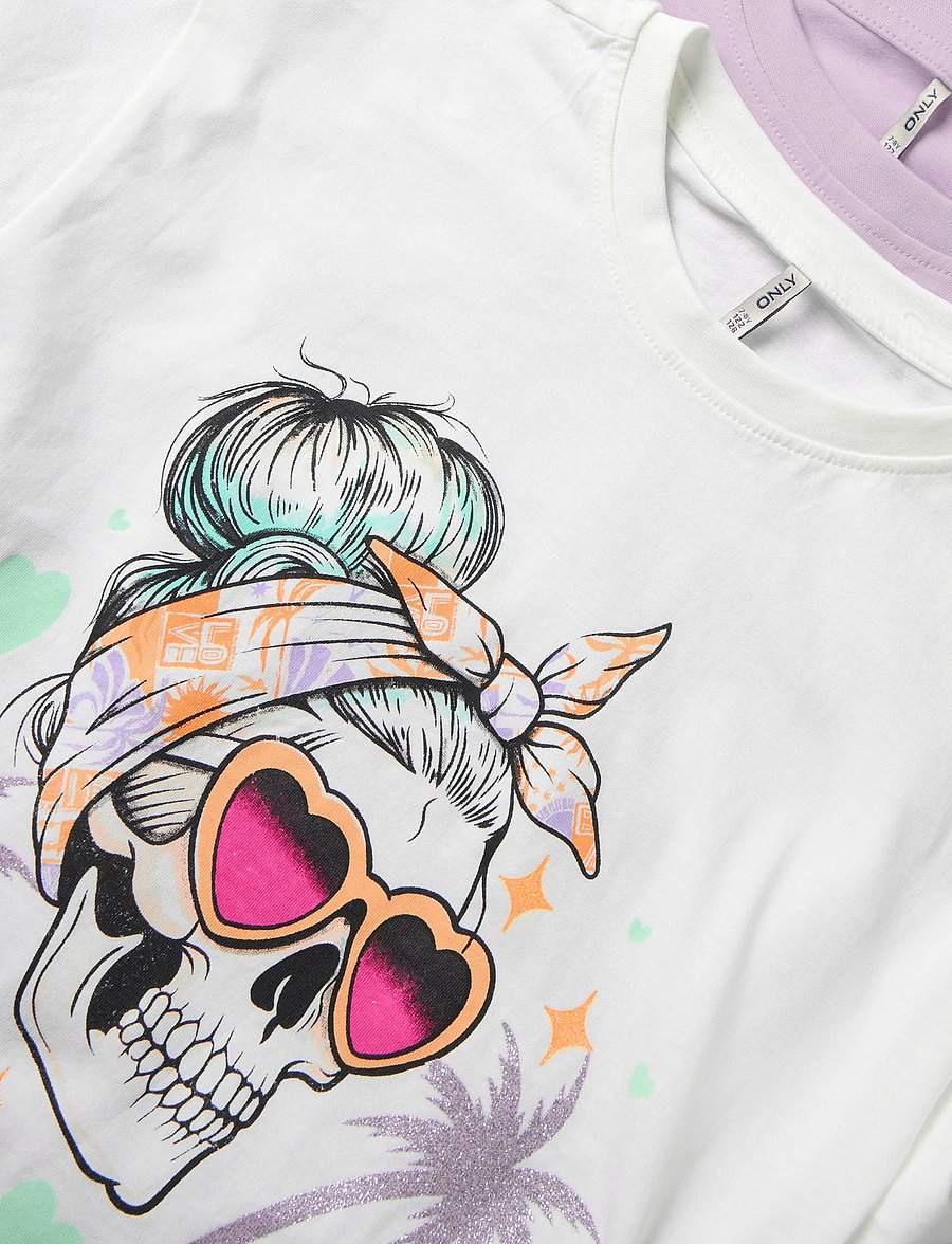 Kids Only - KOGMAIKEN LIFE SKULL SS TOP JRS 2-PACK - kurzärmelige - orchid bloom - 2