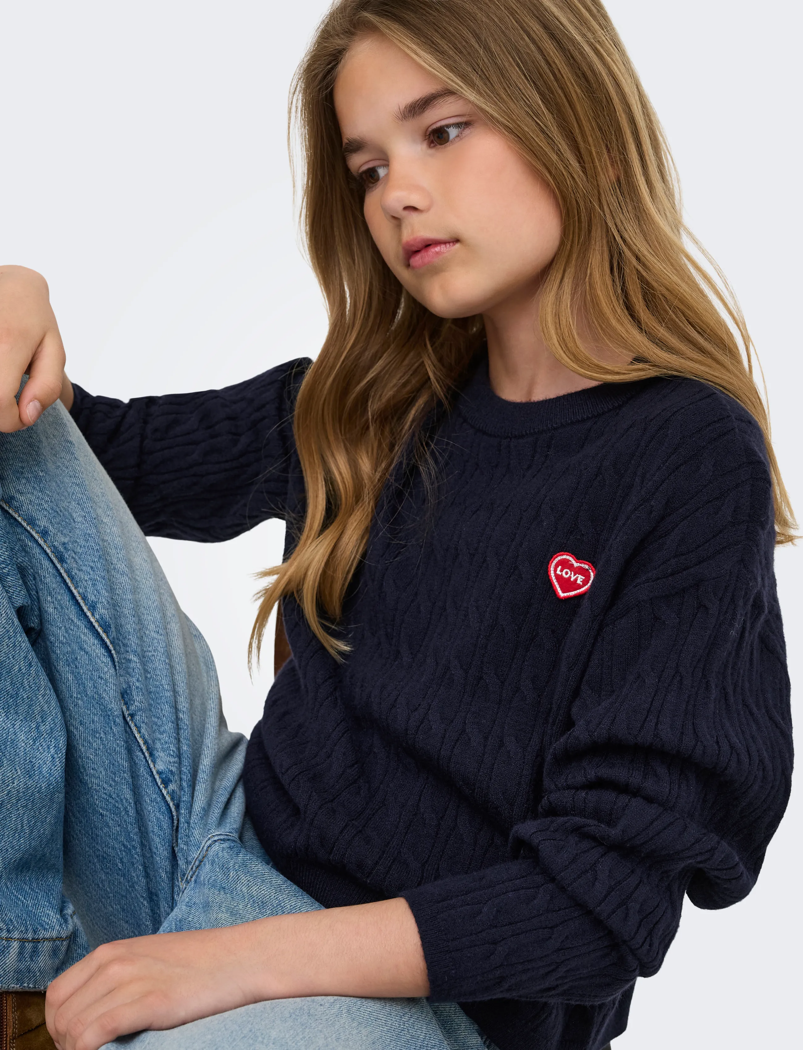 Kids Only - KOGIBI LS CABLE O-NECK VD KNT - trøjer - night sky - 5