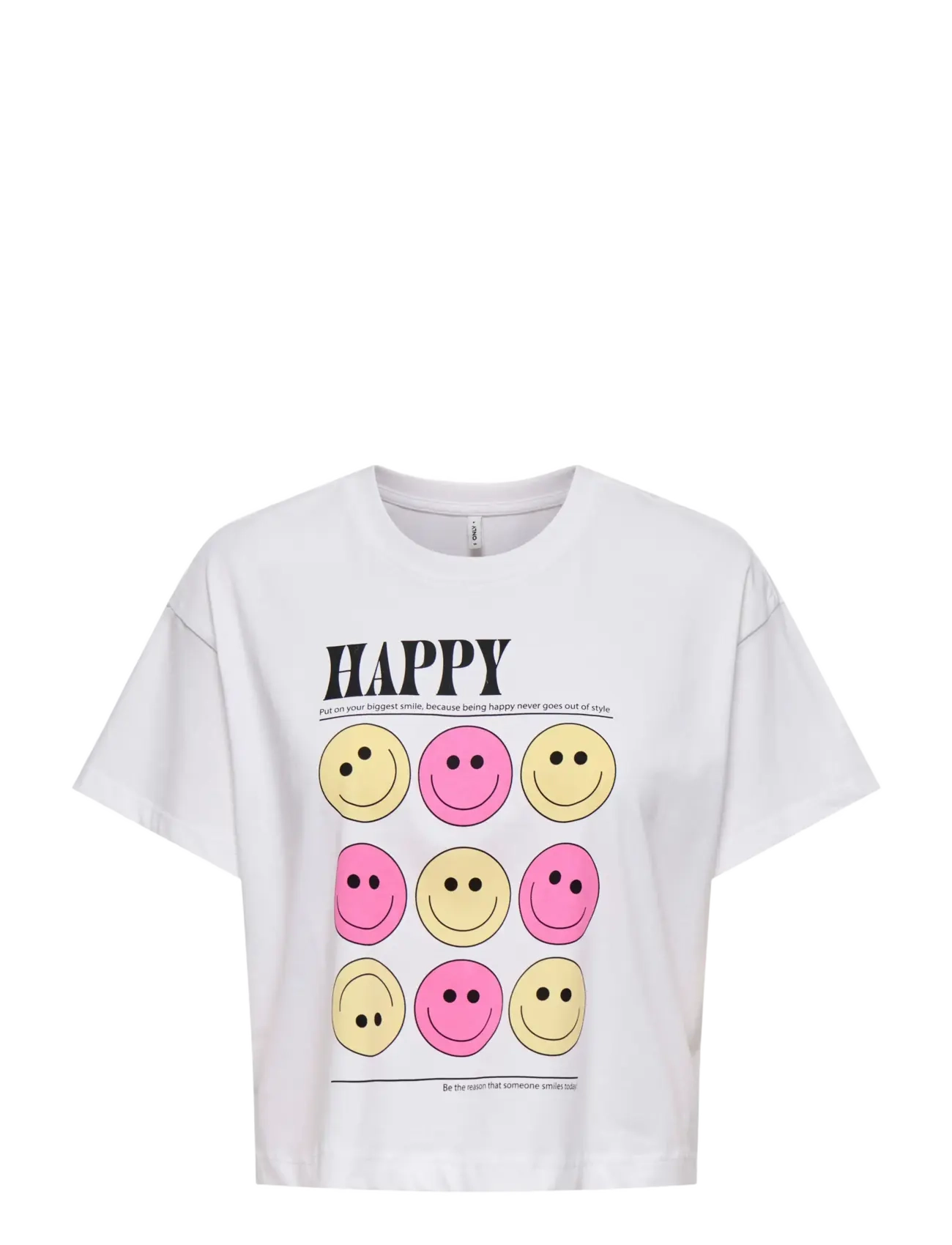 Kids Only KOGANNBEL-SMILE LIFE SS TEE OT JRS - Toppe og t-shirts - BRIGHT WHITE / white
