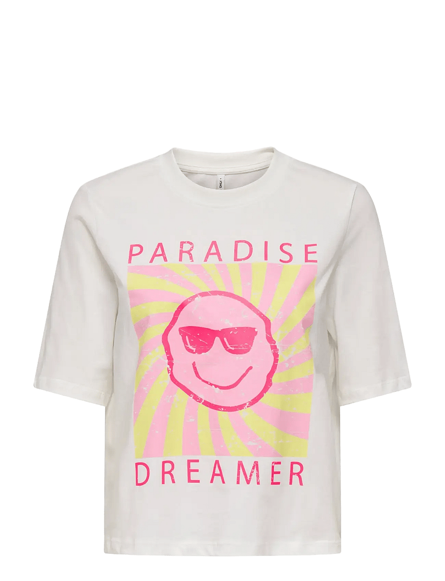 Kids Only - KOGCARTY-SUN LIFE S/S TEE OT JRS - kortærmede t-shirts - cloud dancer - 0