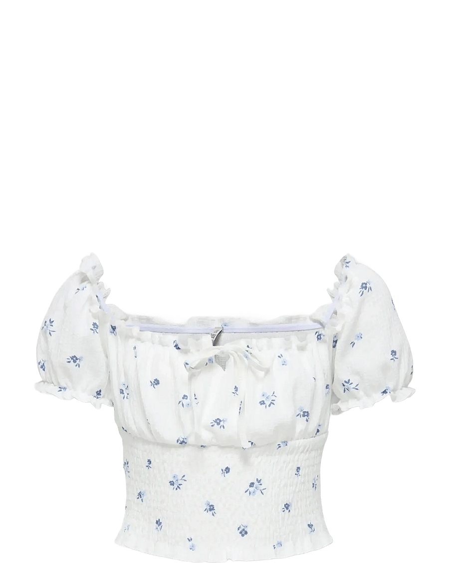 Kids Only - KOGHILLARY AOP SMOCK S/S TOP CS JRS - pluusid ja tuunikad - cloud dancer - 0