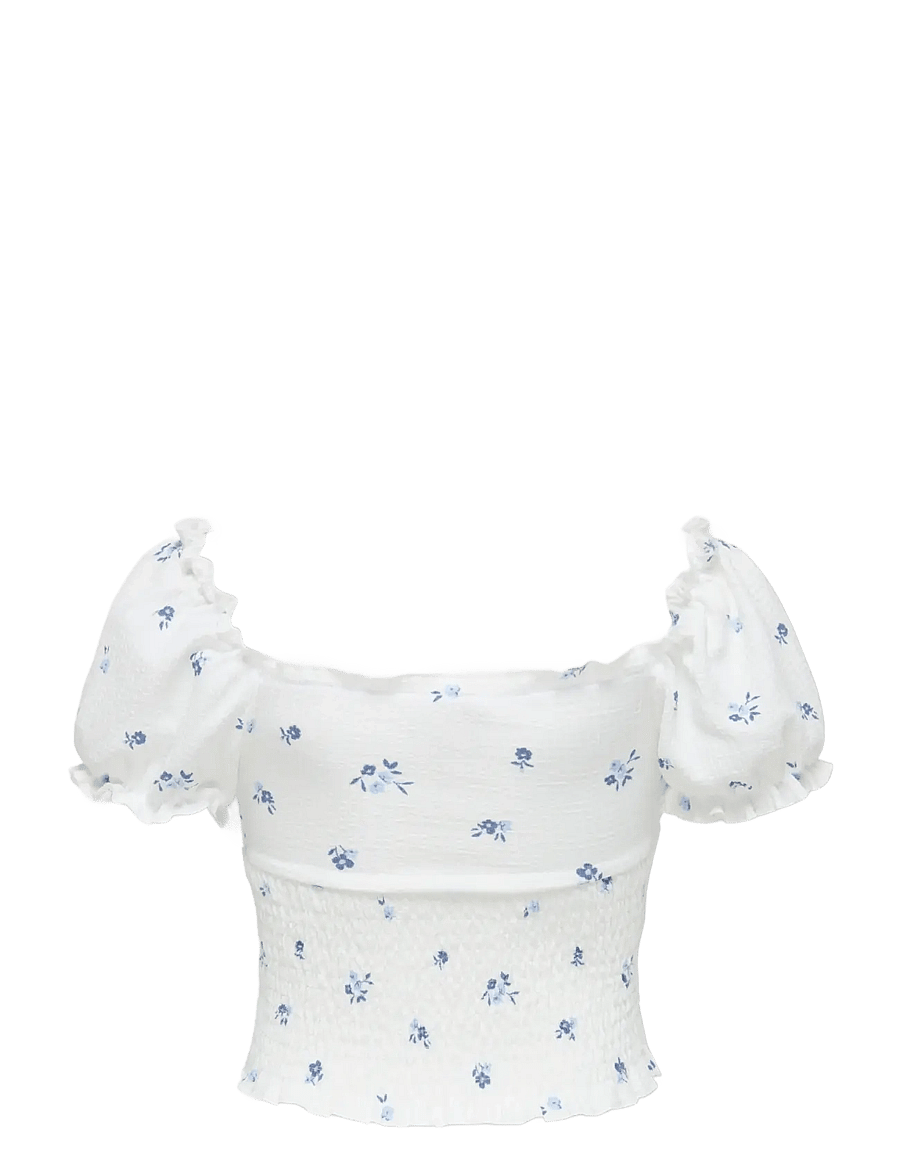 Kids Only - KOGHILLARY AOP SMOCK S/S TOP CS JRS - pluusid ja tuunikad - cloud dancer - 1