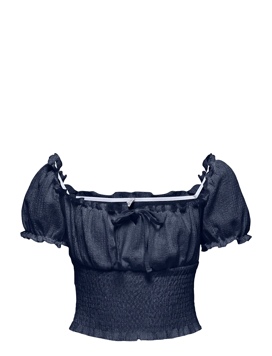 Kids Only - KOGHILLARY AOP SMOCK S/S TOP CS JRS - pluusid ja tuunikad - navy blazer - 0