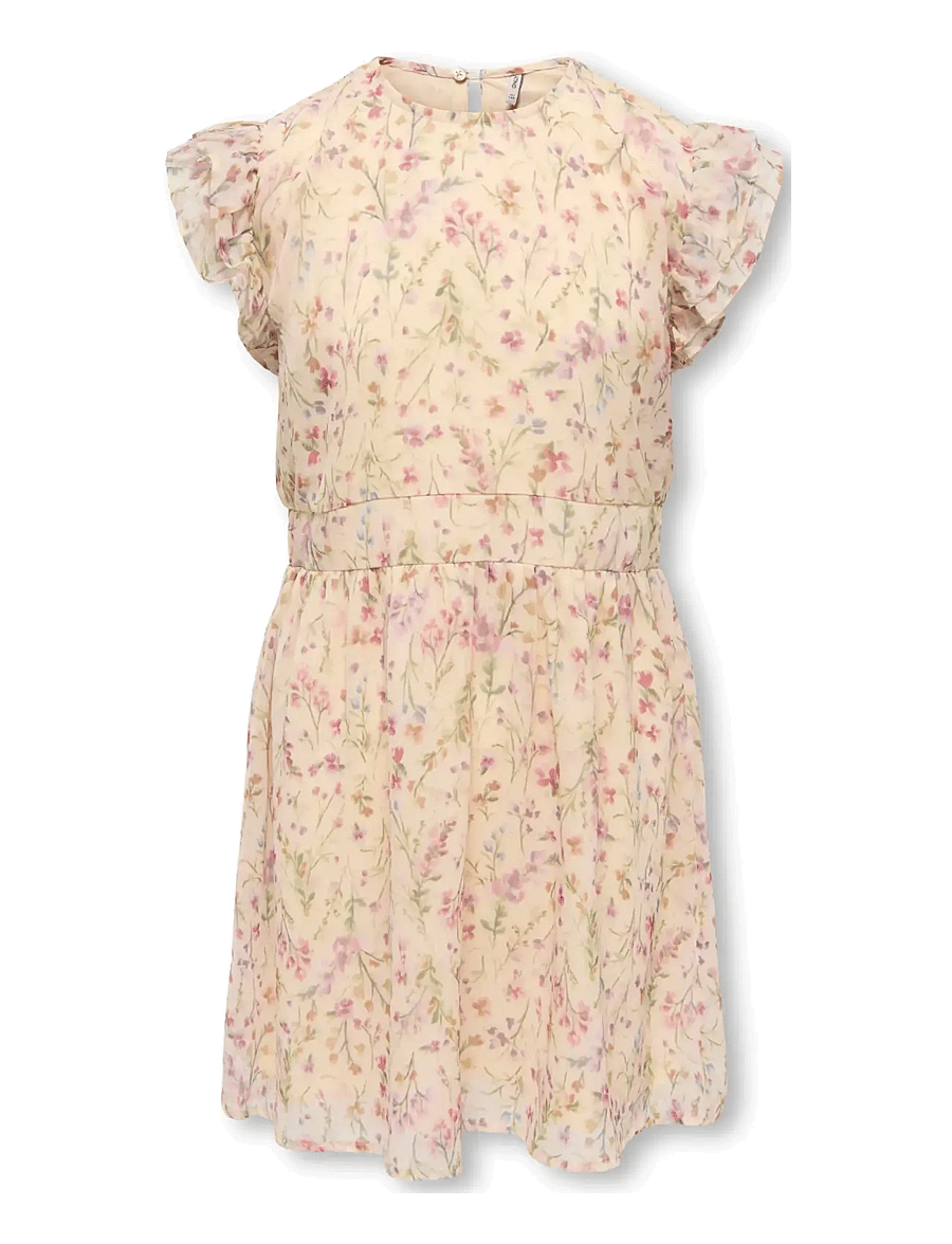Kids Only - KOGASTA LIFE S/S DRESS WVN - kurzärmelige freizeitkleider - white - 0