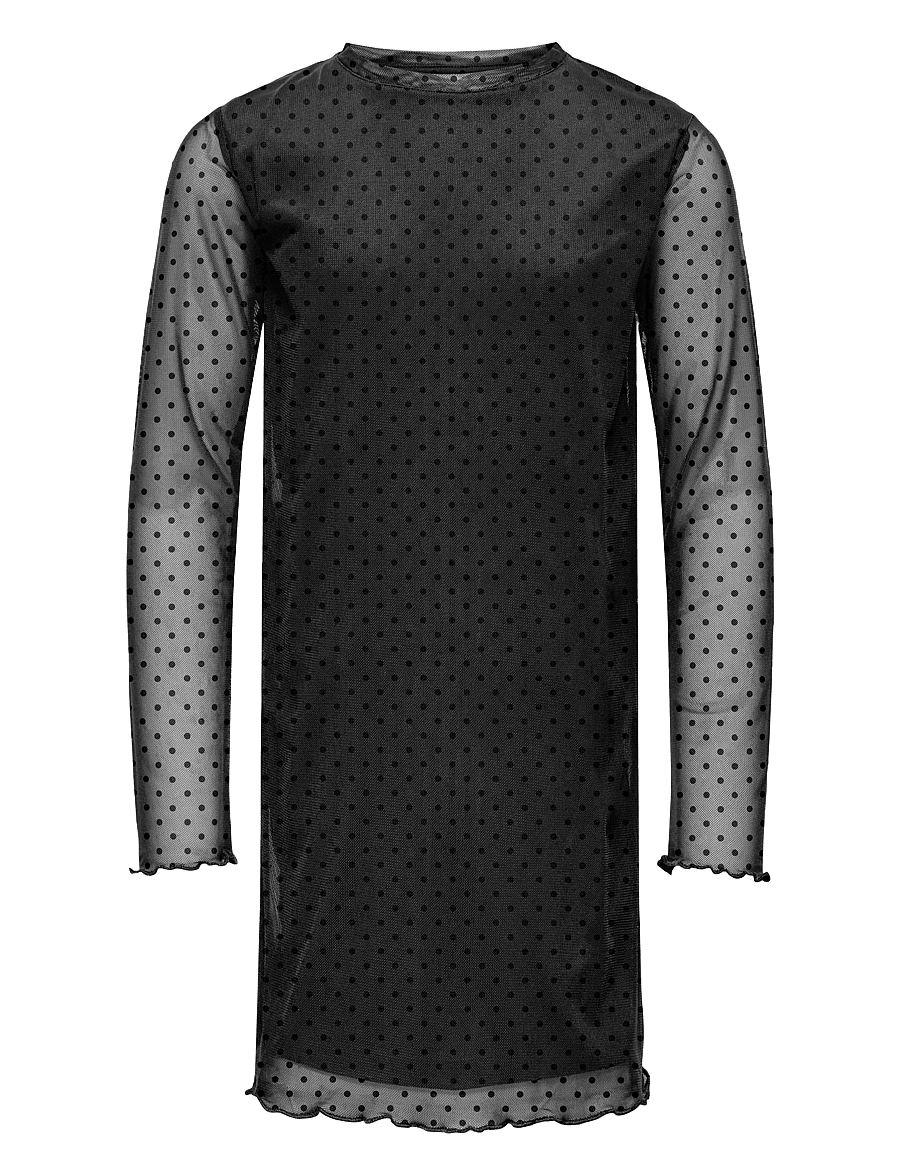 Kids Only - KOGDORA L/S MESH DRESS JRS - langärmelige freizeitkleider - black - 0