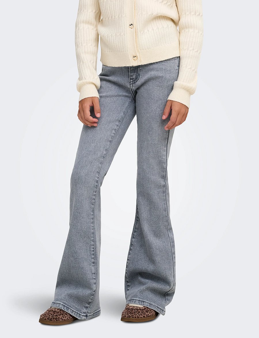 Kids Only - KOGJUICY REG FLARED REA708 DNM NOOS - hosen mit weitem bein - medium grey denim - 0