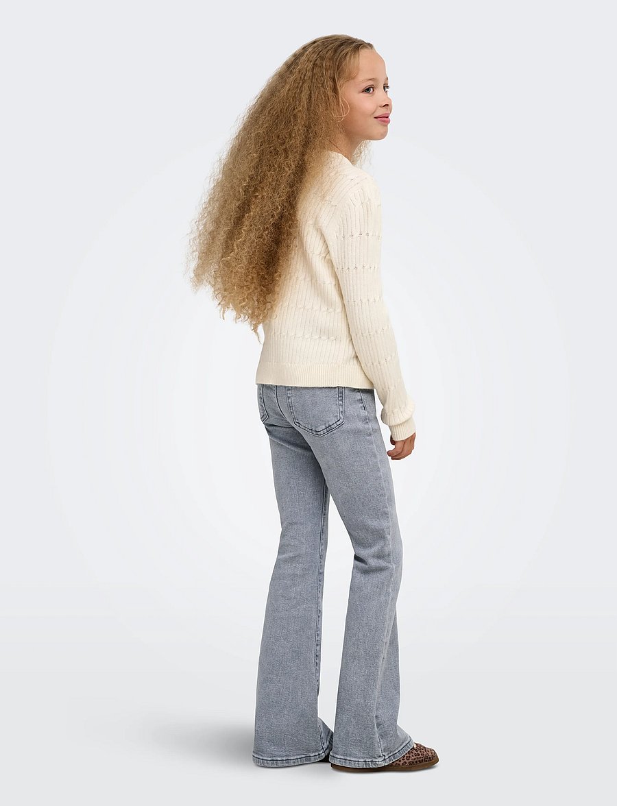 Kids Only - KOGJUICY REG FLARED REA708 DNM NOOS - hosen mit weitem bein - medium grey denim - 3