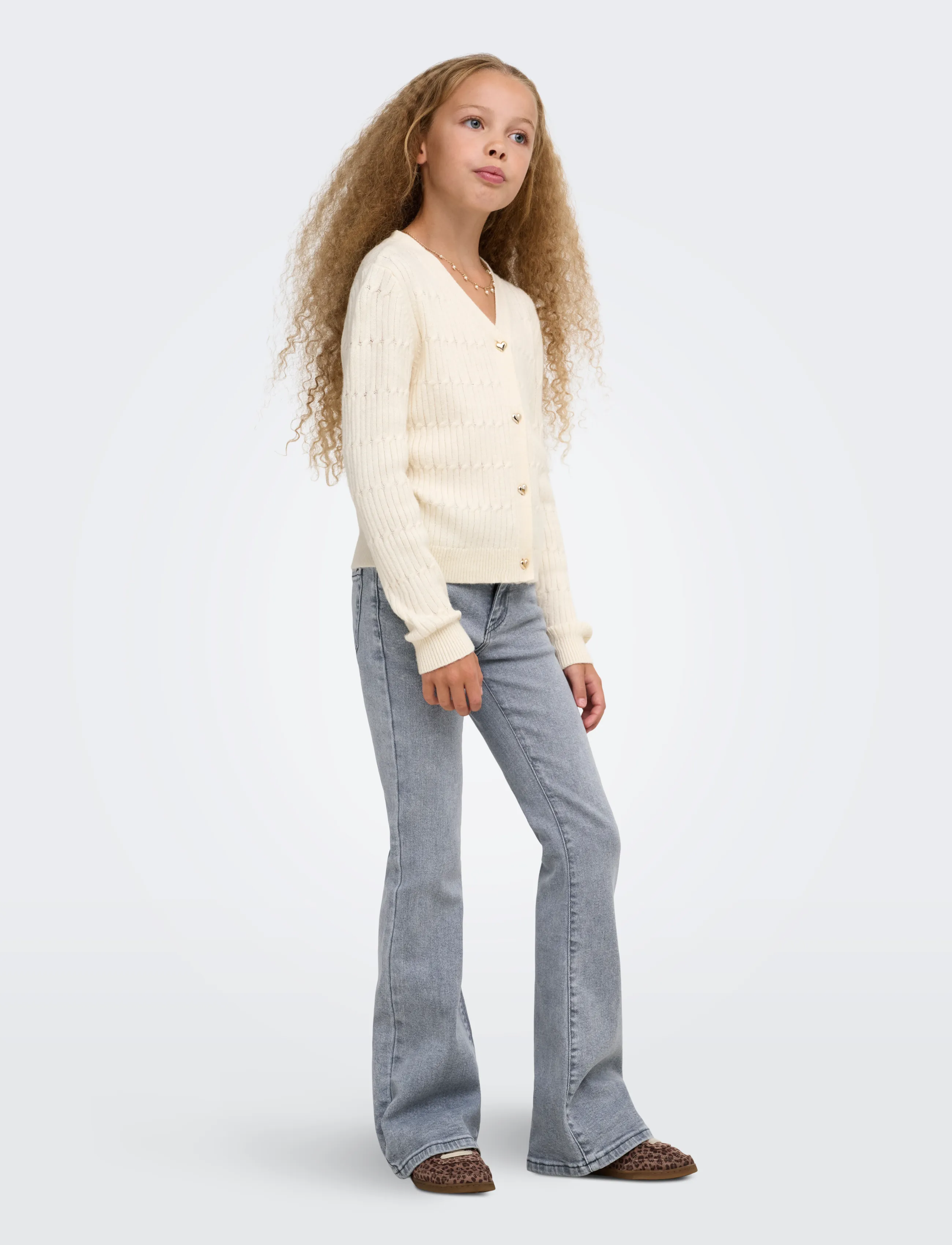 Kids Only - KOGJUICY REG FLARED REA708 DNM NOOS - hosen mit weitem bein - medium grey denim - 4