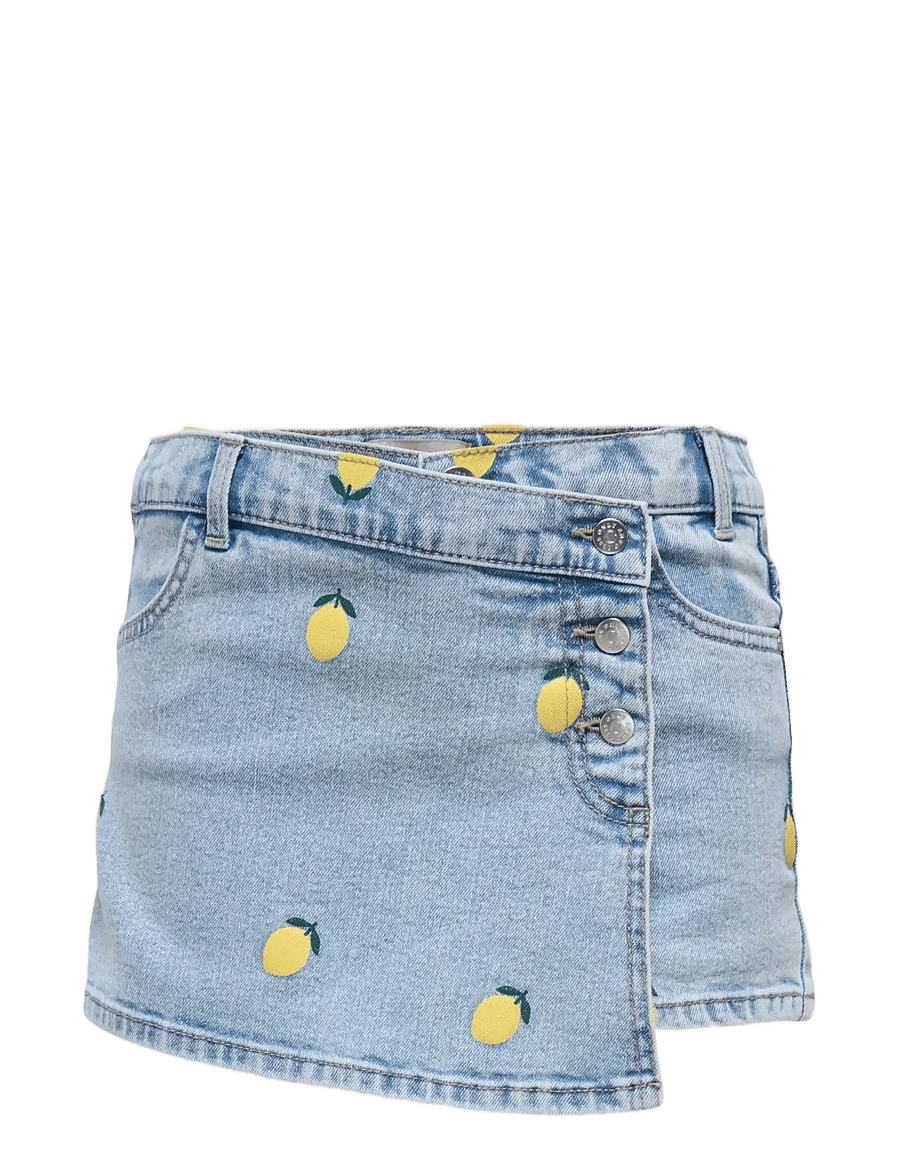 Kids Only - KOGBLAIR REG PRINTED SKORT DNM PIM EX - byxkjolar - light blue denim - 0