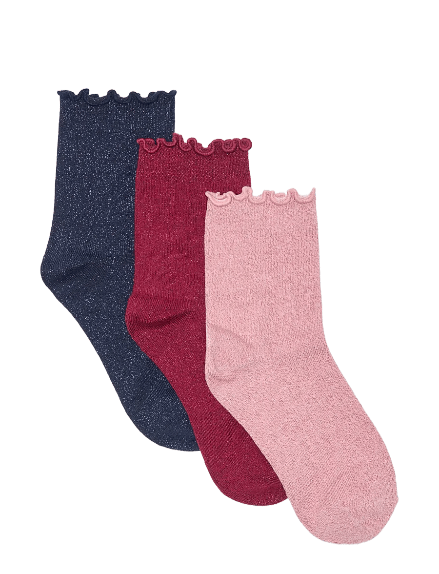 Kids Only - KOGWINTER XMAS GLITTER SOCKS 3-PACK ACC - sokid - cabernet - 0