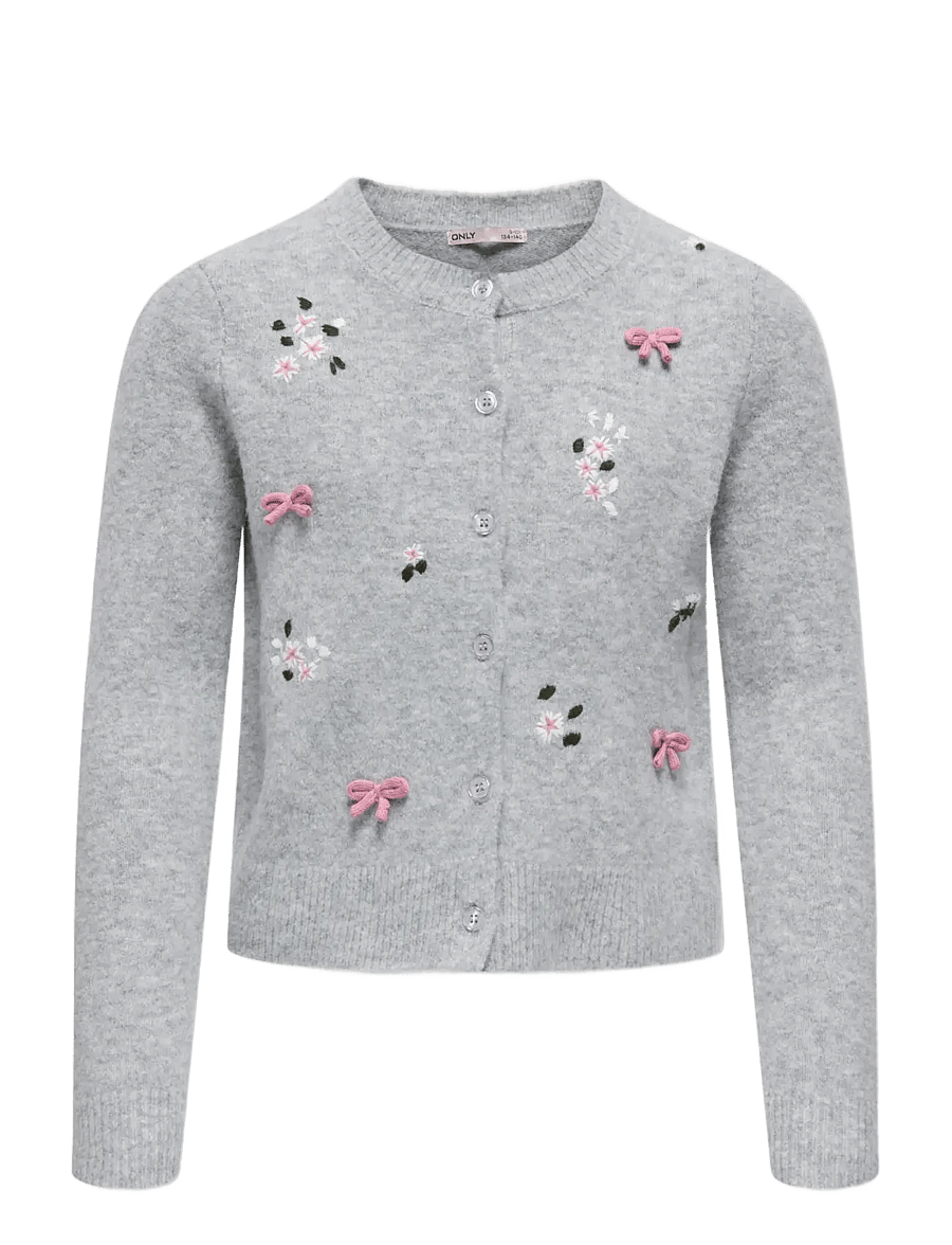 Kids Only - KOGDORA DETAIL LS O-NECK CARDIGAN KNT - kardiganid - light grey melange - 0