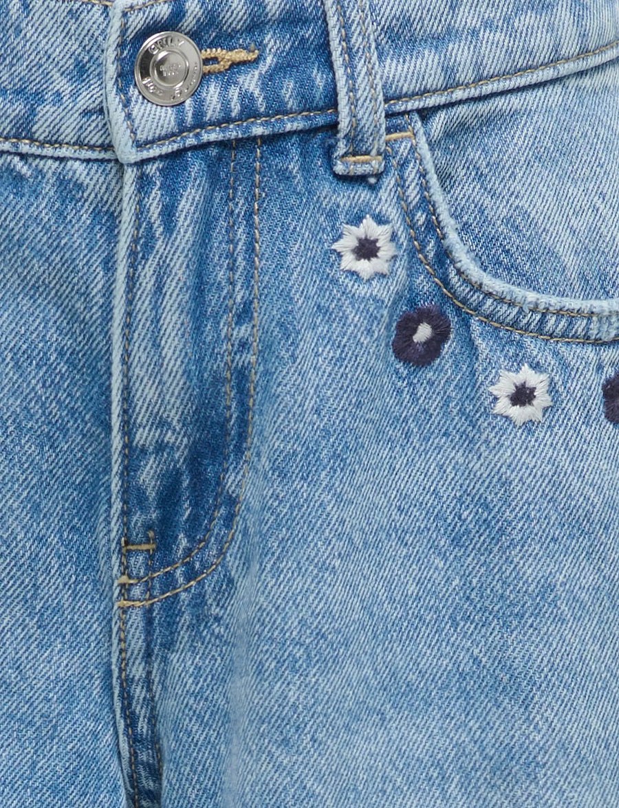 Kids Only - KOGMIMI HW WIDE EMB FOLD UP DNM AKM - brede jeans - light blue denim - 2