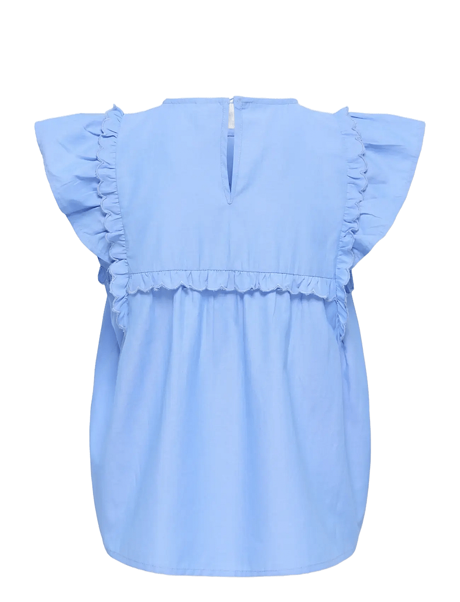Kids Only - KOGCLARE SS RUFFLE TOP WVN - pluusid ja tuunikad - cornflower blue - 1