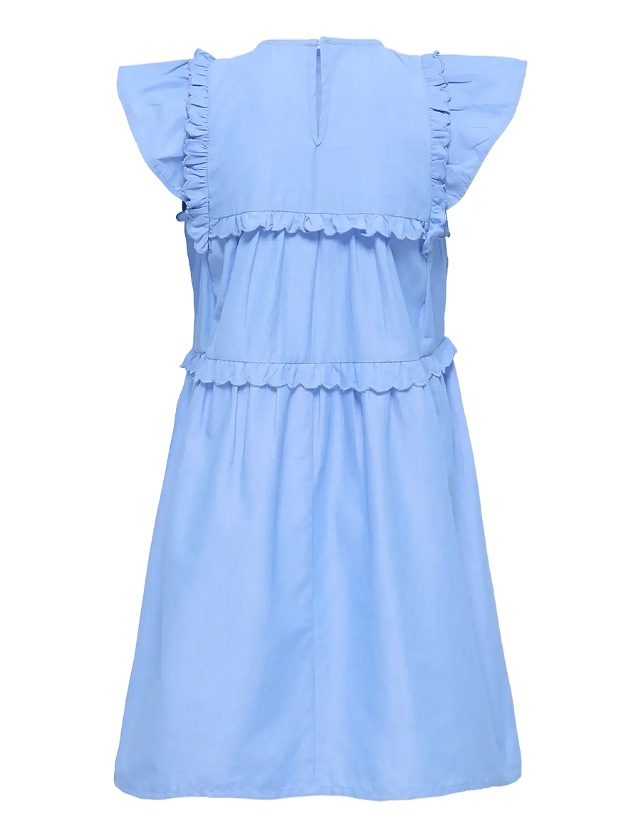 Kids Only - KOGCLARE SS RUFFLE DRESS WVN - stutterma hversdagskjólar - cornflower blue - 1