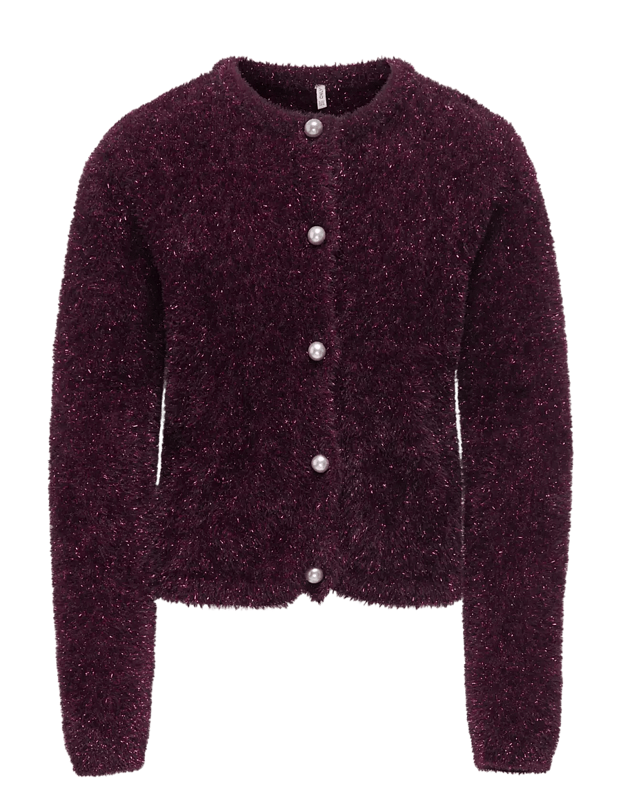 Kids Only - KOGPIUMO GLITTER L/S CARDIGAN KNT - cardigans - winetasting - 0