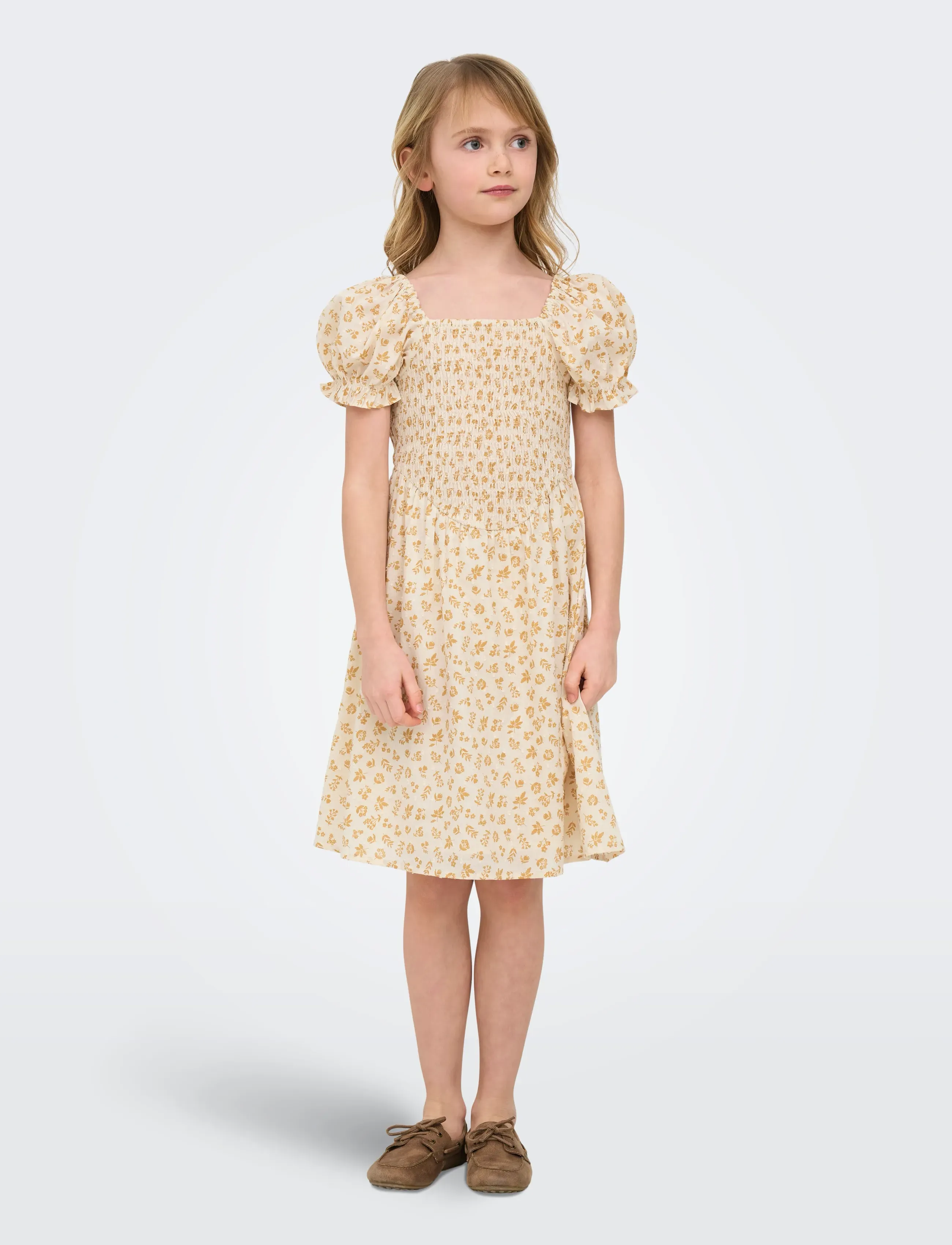 Kids Only - KOGERIL SS SMOCK DRESS WVN - short-sleeved casual dresses - cloud dancer - 4