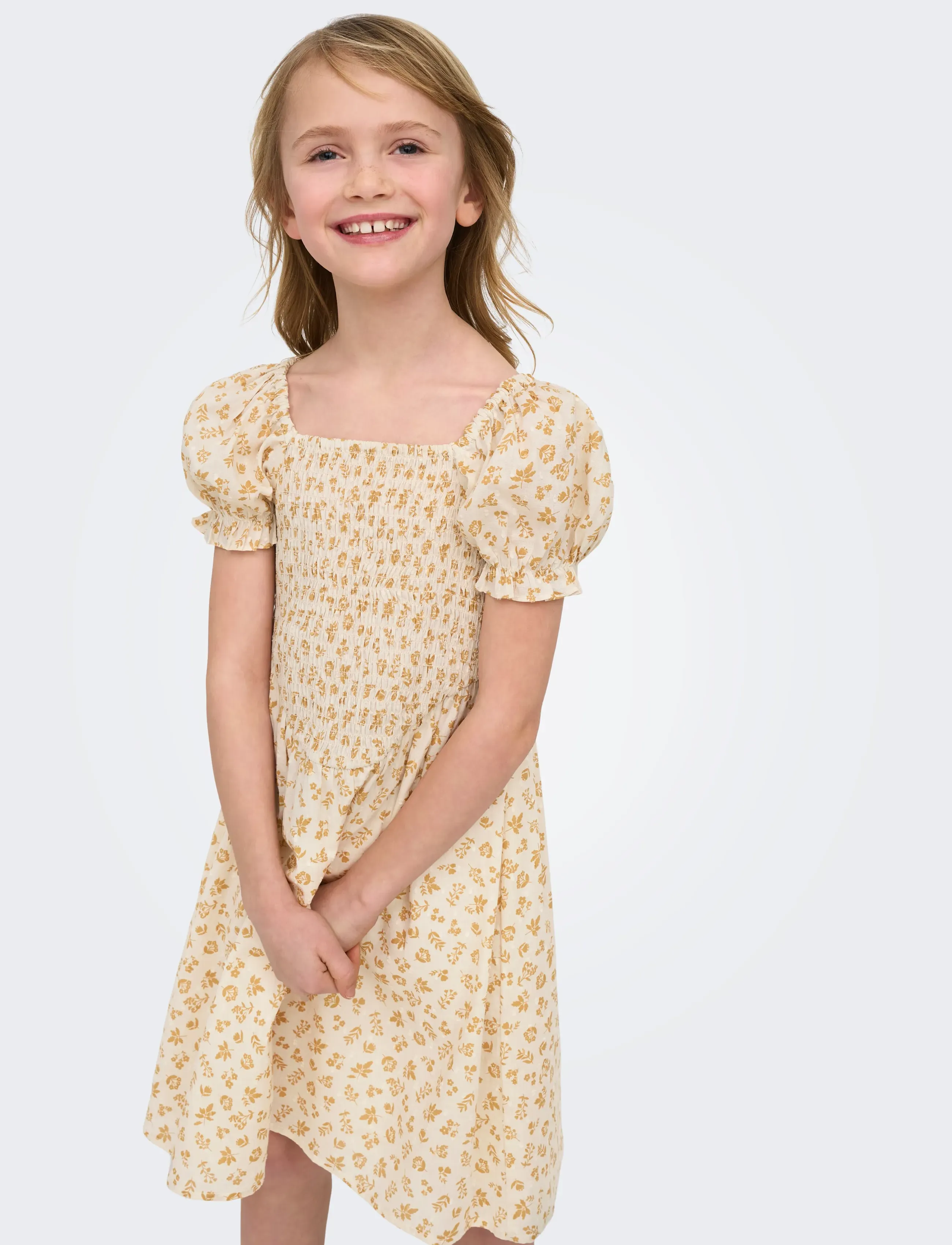 Kids Only - KOGERIL SS SMOCK DRESS WVN - short-sleeved casual dresses - cloud dancer - 5