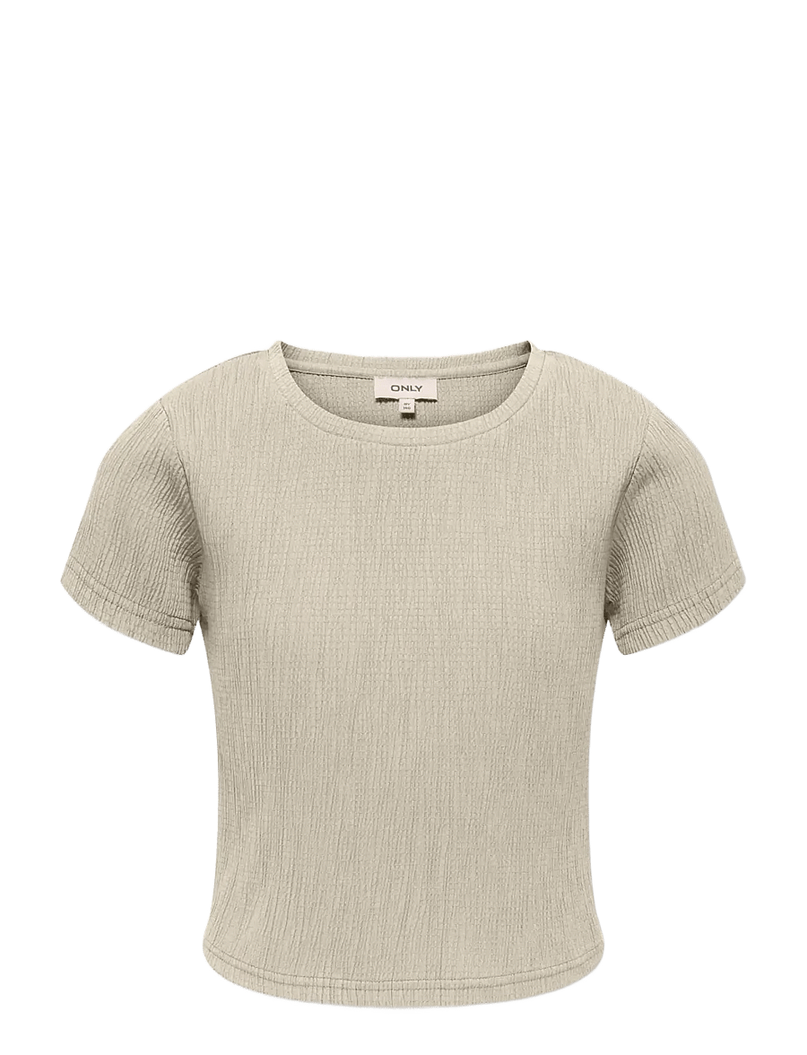 Kids Only - KOGKAYLIE STRUC S/S TOP PNT - kortærmede t-shirts - pumice stone - 0