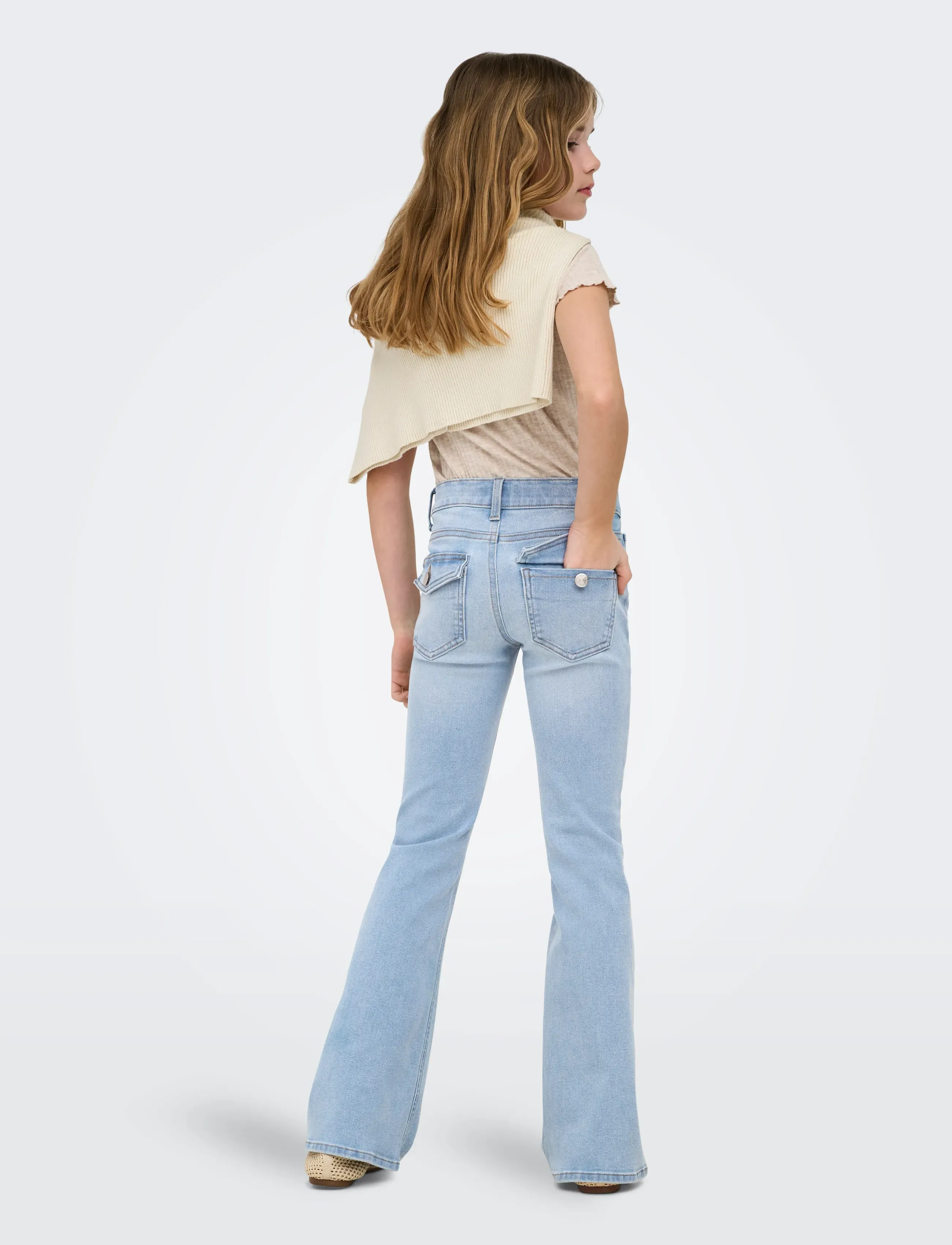 Kids Only - KOGPHOEBE LW BACK POC FLARED DNM BOX - bootcut jeans - light blue denim - 3