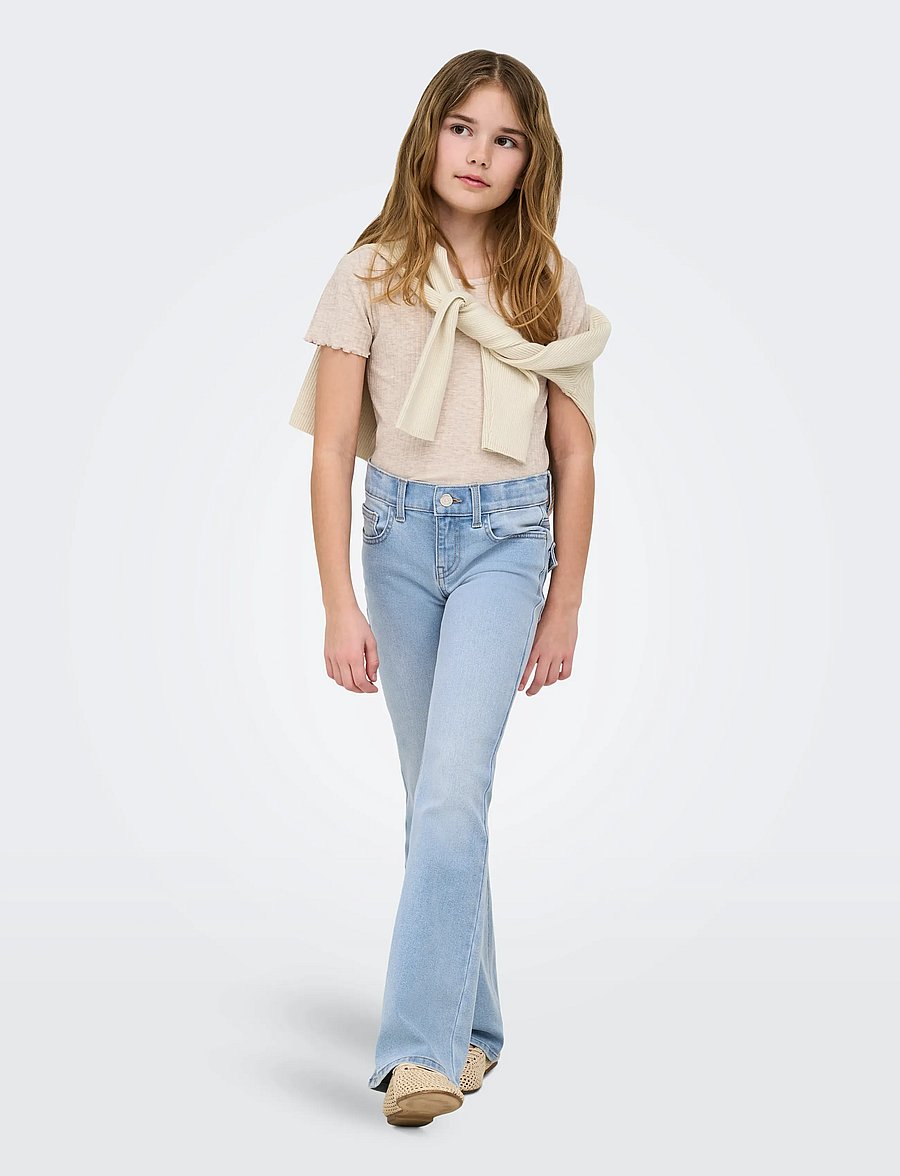 Kids Only - KOGPHOEBE LW BACK POC FLARED DNM BOX - bootcut jeans - light blue denim - 4