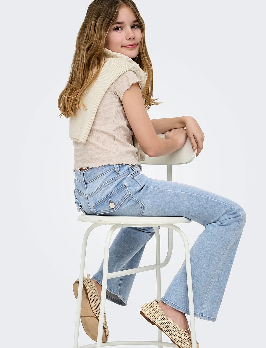 Kids Only - KOGPHOEBE LW BACK POC FLARED DNM BOX - bootcut jeans - light blue denim - 5