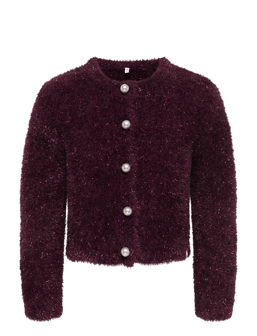 Kids Only - KMGPIUMO GLITTER LS CARDIGAN KNT - winetasting - 0