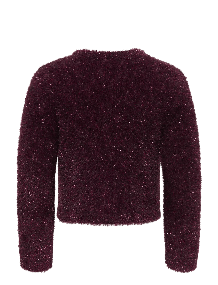 Kids Only - KMGPIUMO GLITTER LS CARDIGAN KNT - winetasting - 1