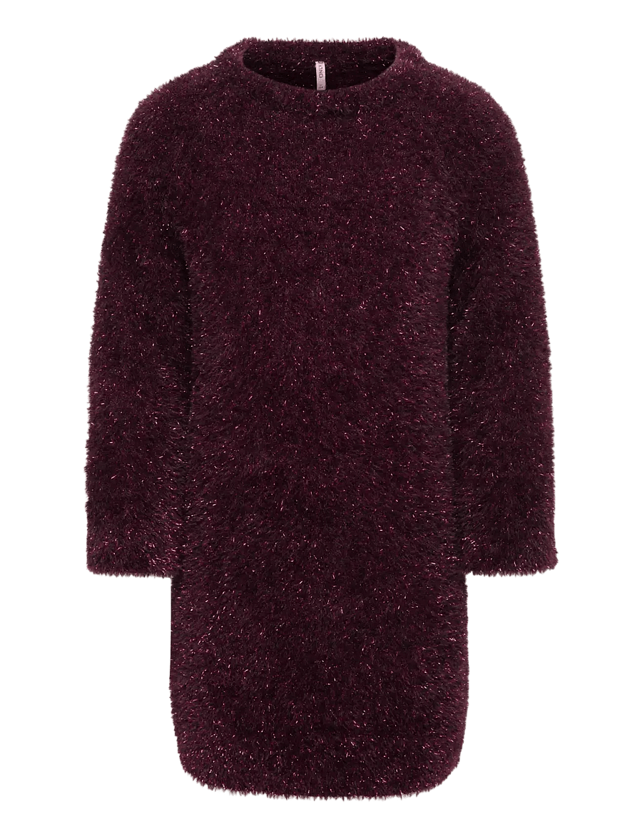 Kids Only - KMGPIUMO GLITTER LS DRESS KNT - langärmelige freizeitkleider - winetasting - 0