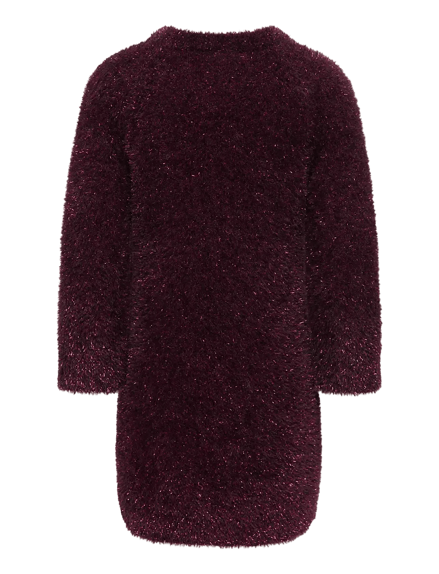 Kids Only - KMGPIUMO GLITTER LS DRESS KNT - langärmelige freizeitkleider - winetasting - 1