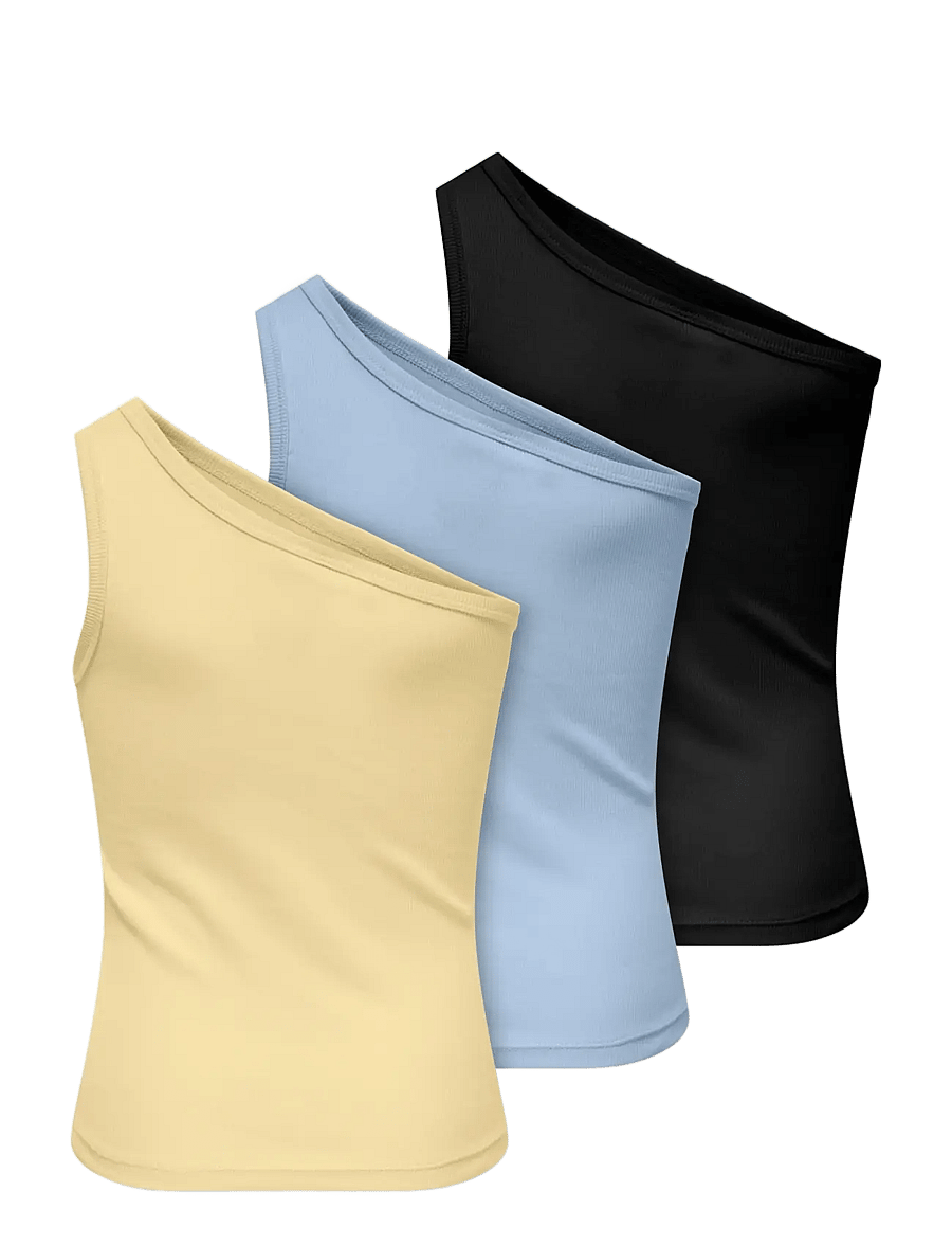 Kids Only - KOGLUCKY ONESHOULDER TOP 3-PACK JRS - topi bez piedurknēm - cashmere blue - 1