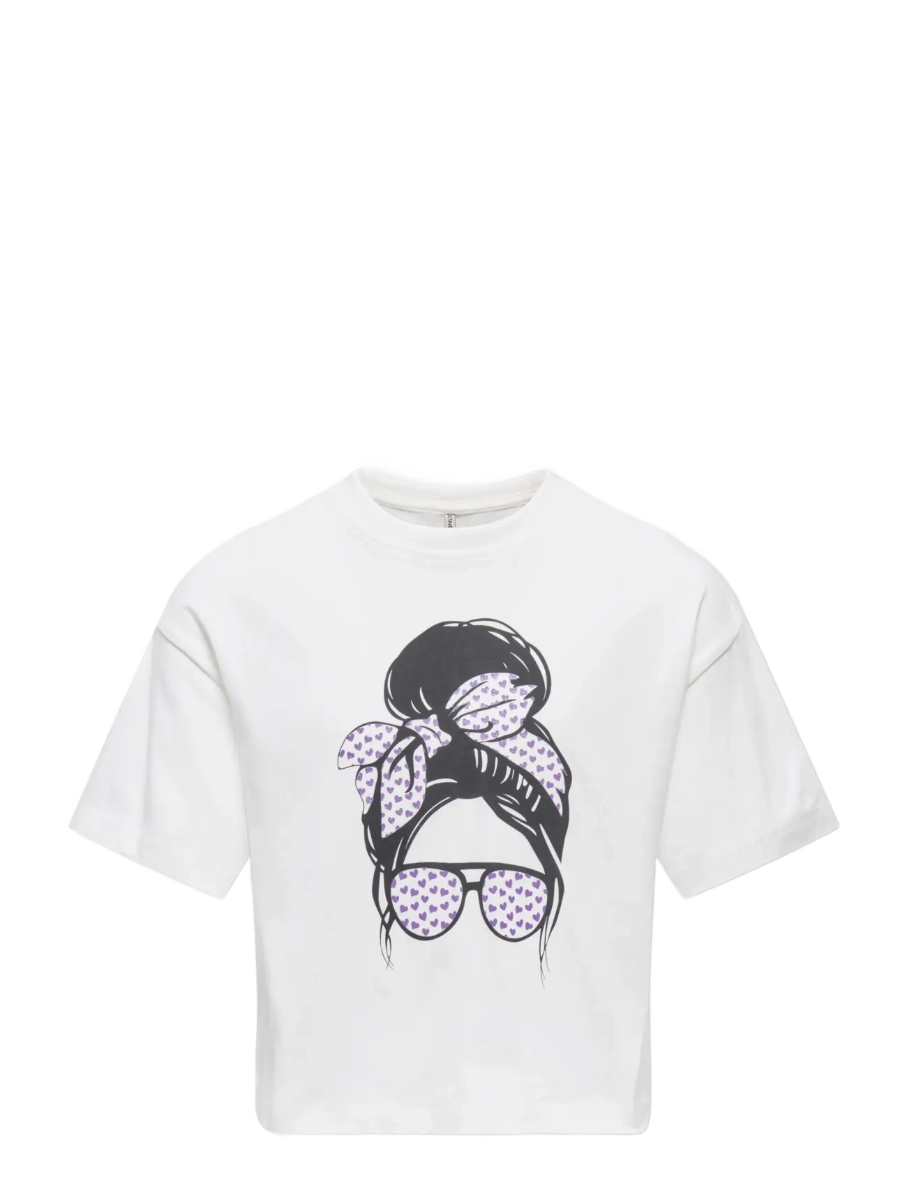 Kids Only Kogmaiken Girlrose Loose Ss Top Jrs Noos, 122-128, T-shirts, Weiß - Short-sleeved, Kinder