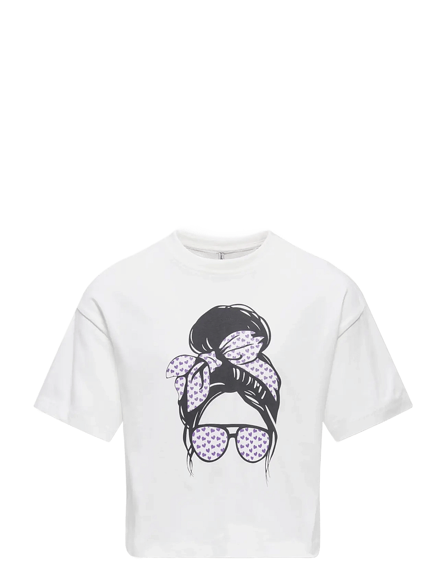 Kids Only - KOGMAIKEN GIRLROSE LOOSE SS TOP JRS NOOS - kortærmede t-shirts - cloud dancer - 0