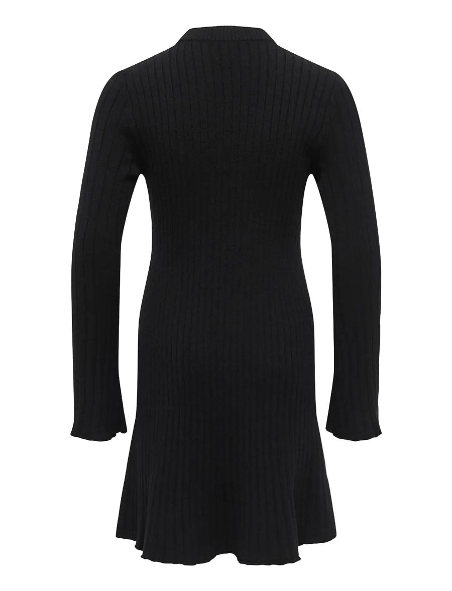 Kids Only - KOGMICHELLA LS O-NECK DRESS KNT - langärmelige freizeitkleider - black - 1