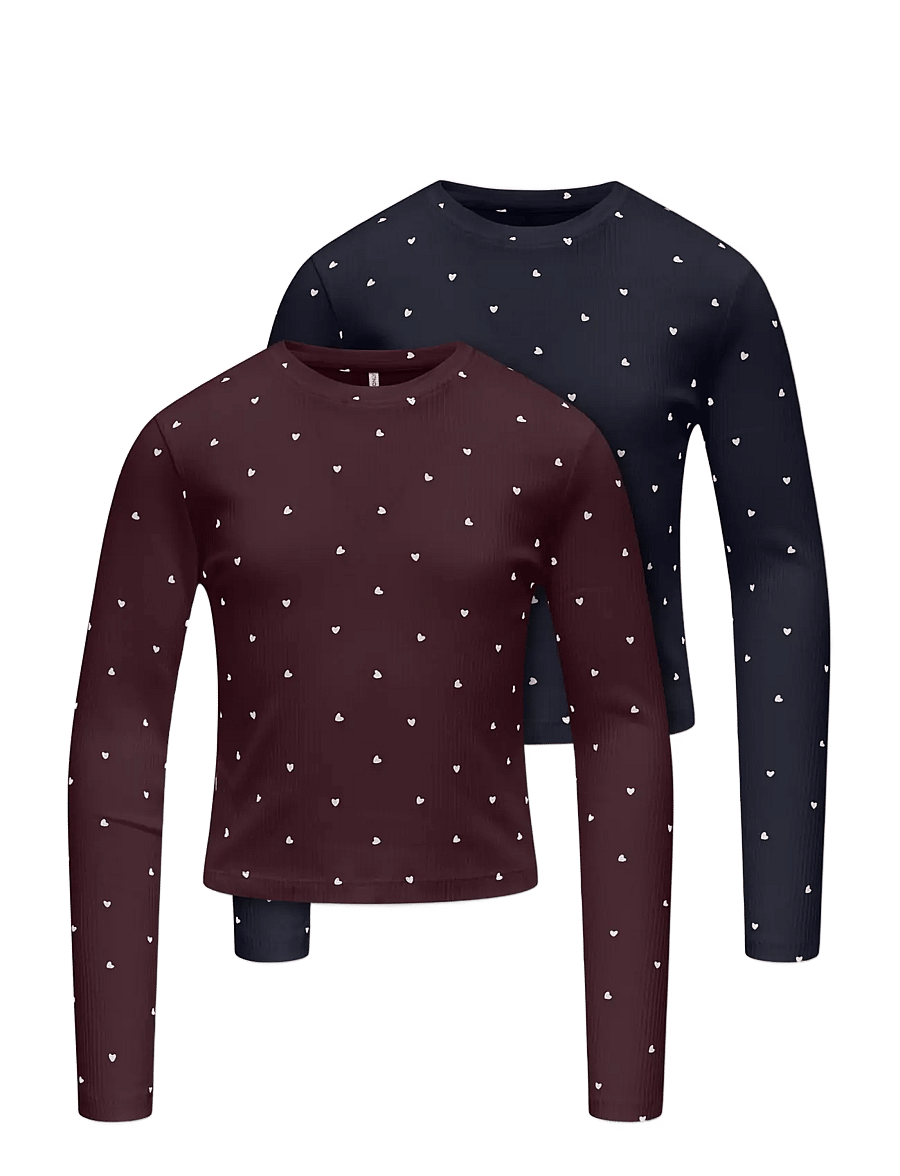 Kids Only - KOGBELLA SHORT AOP L/S TOP JRS 2-PACK - night sky - 0