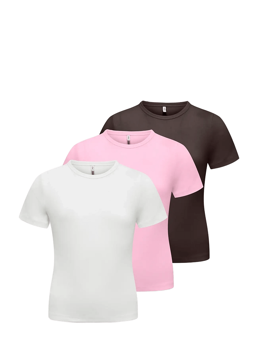 Kids Only - KOGLUCKY S/S O NECK TOP JRS 3-PACK - pink lady - 0