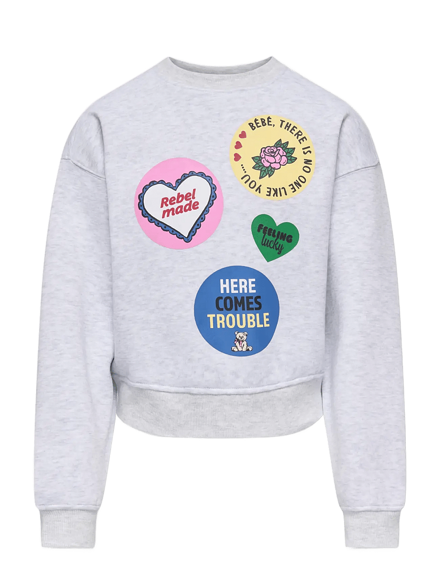 Kids Only - KOGHIMA L/S O-NECK PRINT SWT - sweatshirts - light grey melange - 0