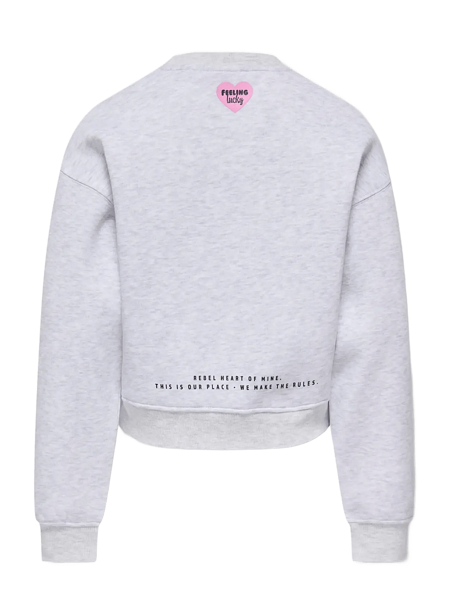 Kids Only - KOGHIMA L/S O-NECK PRINT SWT - sweatshirts - light grey melange - 1
