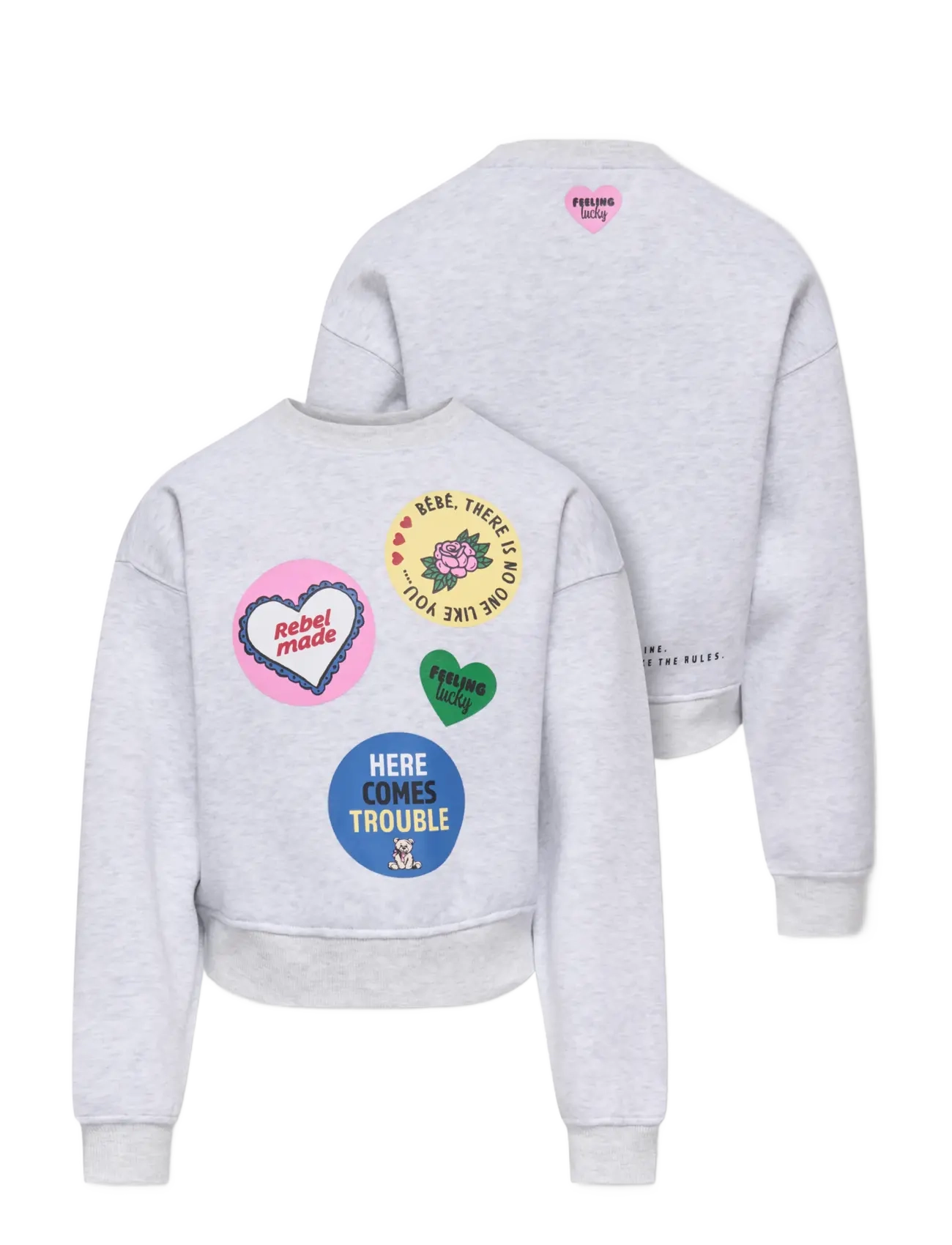 Kids Only - KOGHIMA L/S O-NECK PRINT SWT - sweatshirts - light grey melange - 2