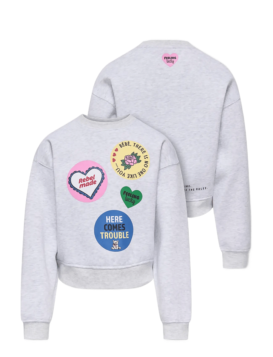 Kids Only - KOGHIMA L/S O-NECK PRINT SWT - sweatshirts - light grey melange - 2