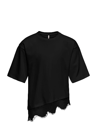 Kogkamil S/S Assymetric Lace Tee Jrs - KortæRmede