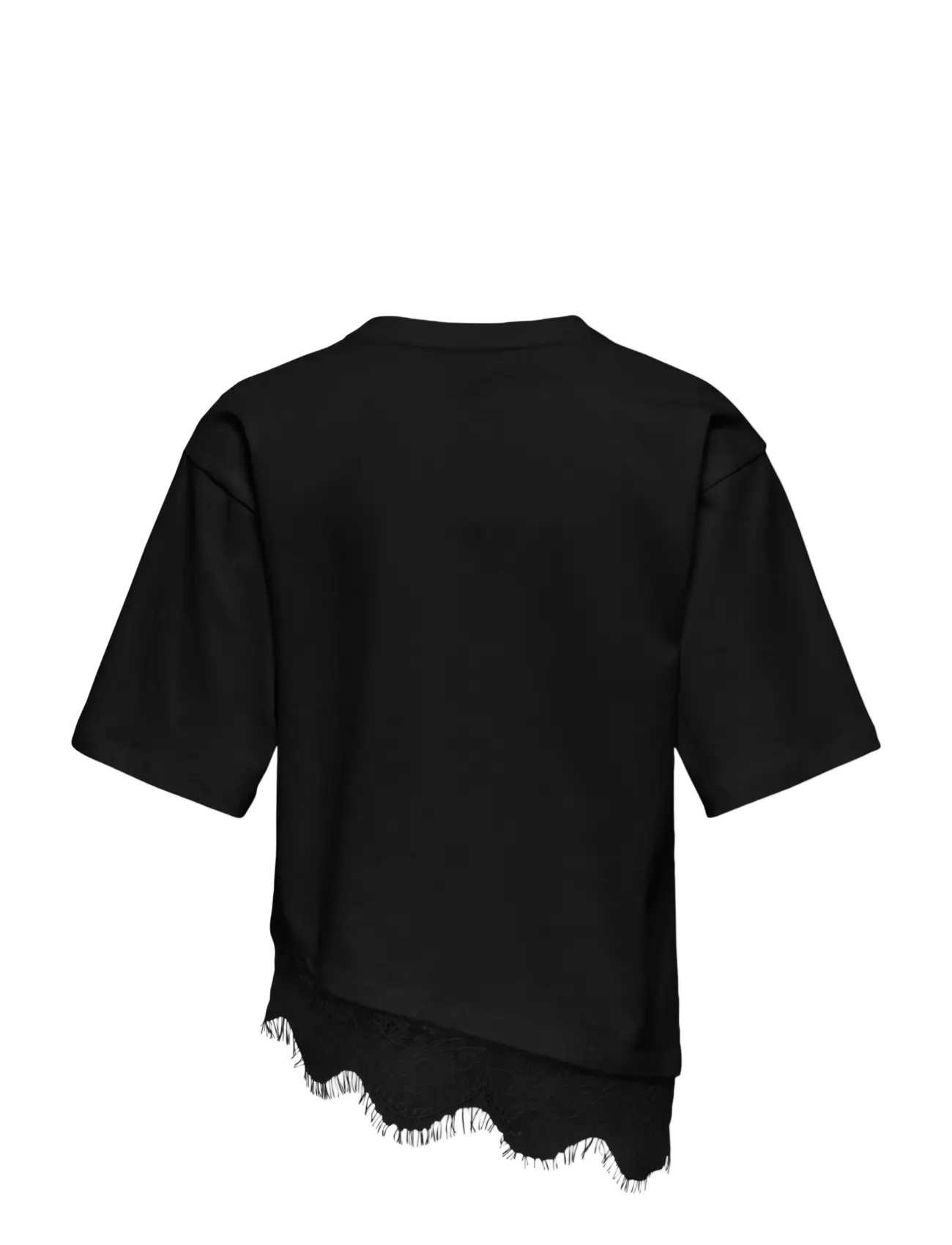 Kids Only - KOGKAMIL S/S ASSYMETRIC LACE TEE JRS - kurzärmelige - black - 1