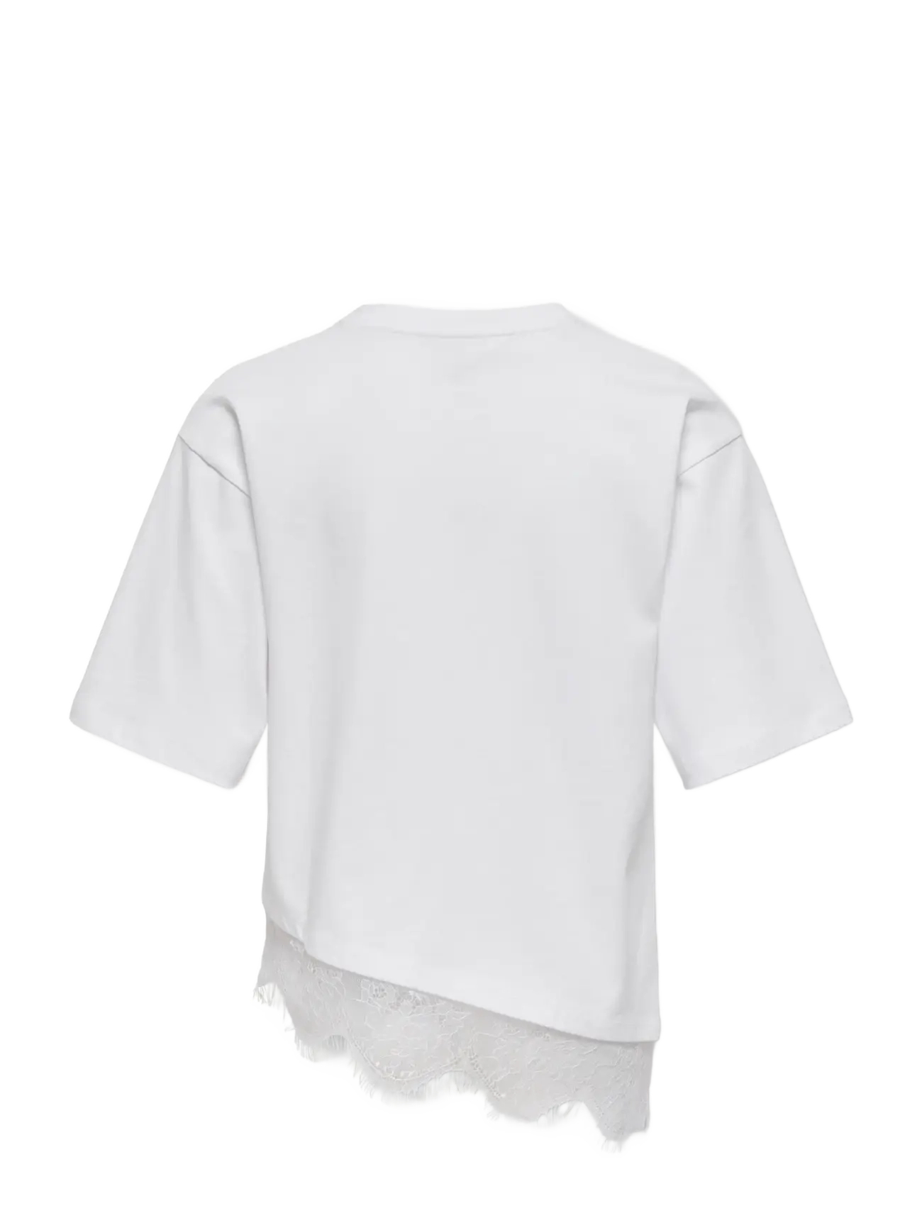 Kids Only - KOGKAMIL S/S ASSYMETRIC LACE TEE JRS - kortærmede t-shirts - white - 1