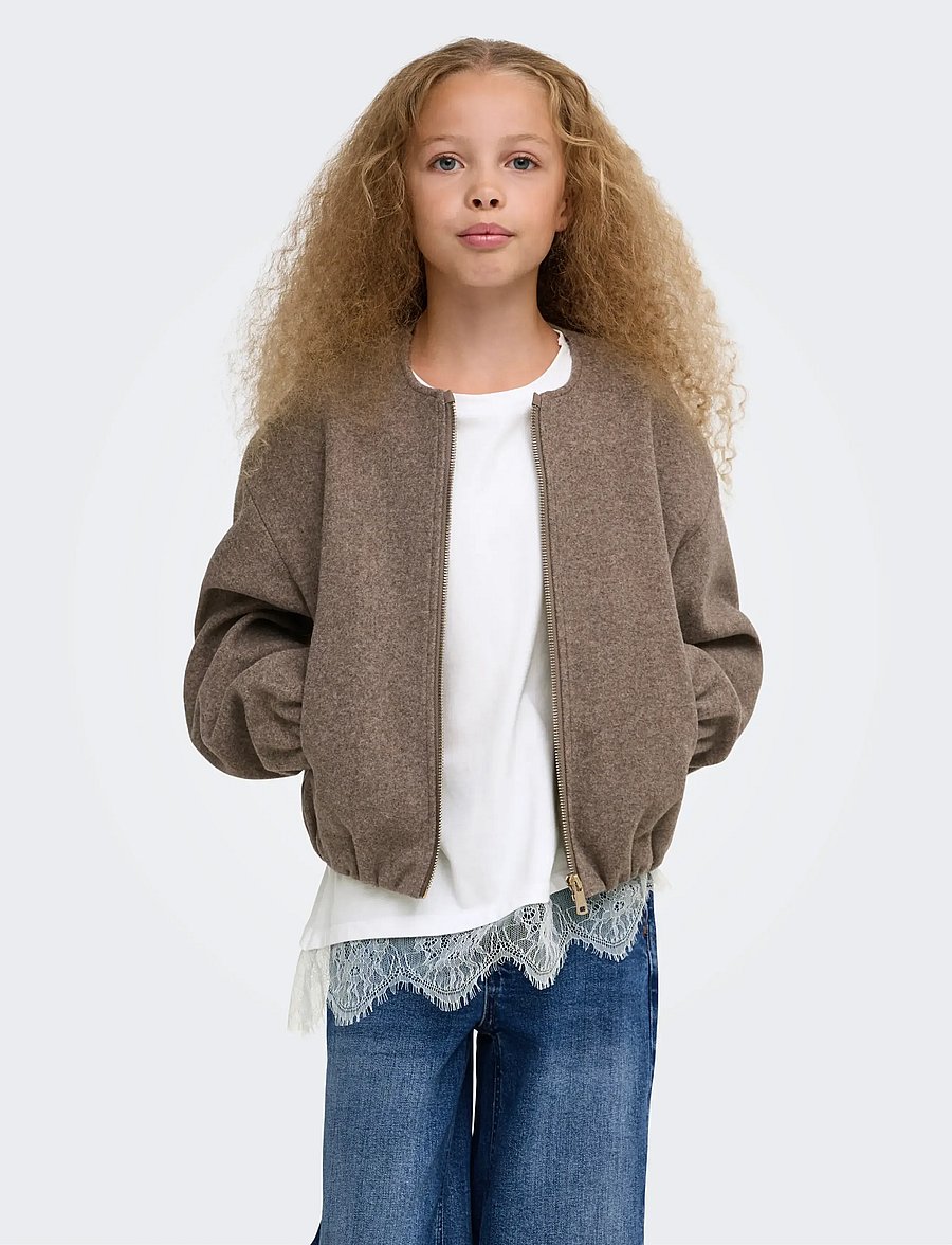 Kids Only - KOGKAMIL S/S ASSYMETRIC LACE TEE JRS - kortærmede t-shirts - white - 0